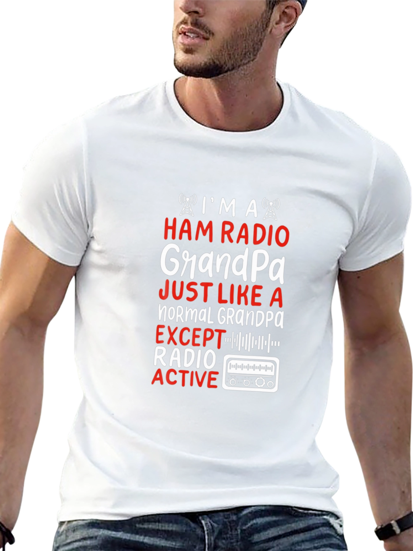Camiseta Negra Ham Radio Grandpa