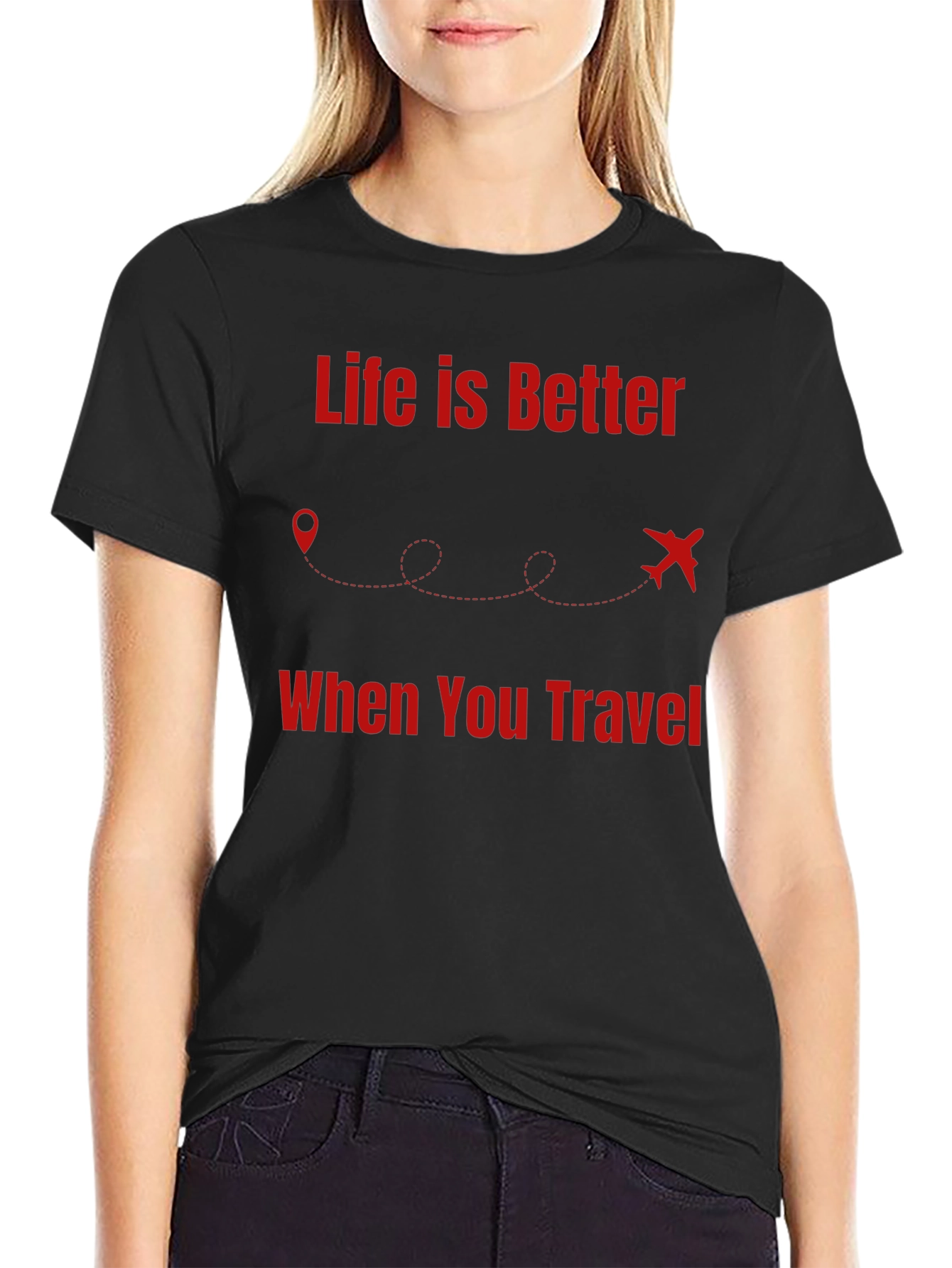 Camiseta Negra Life is Better When You Travel