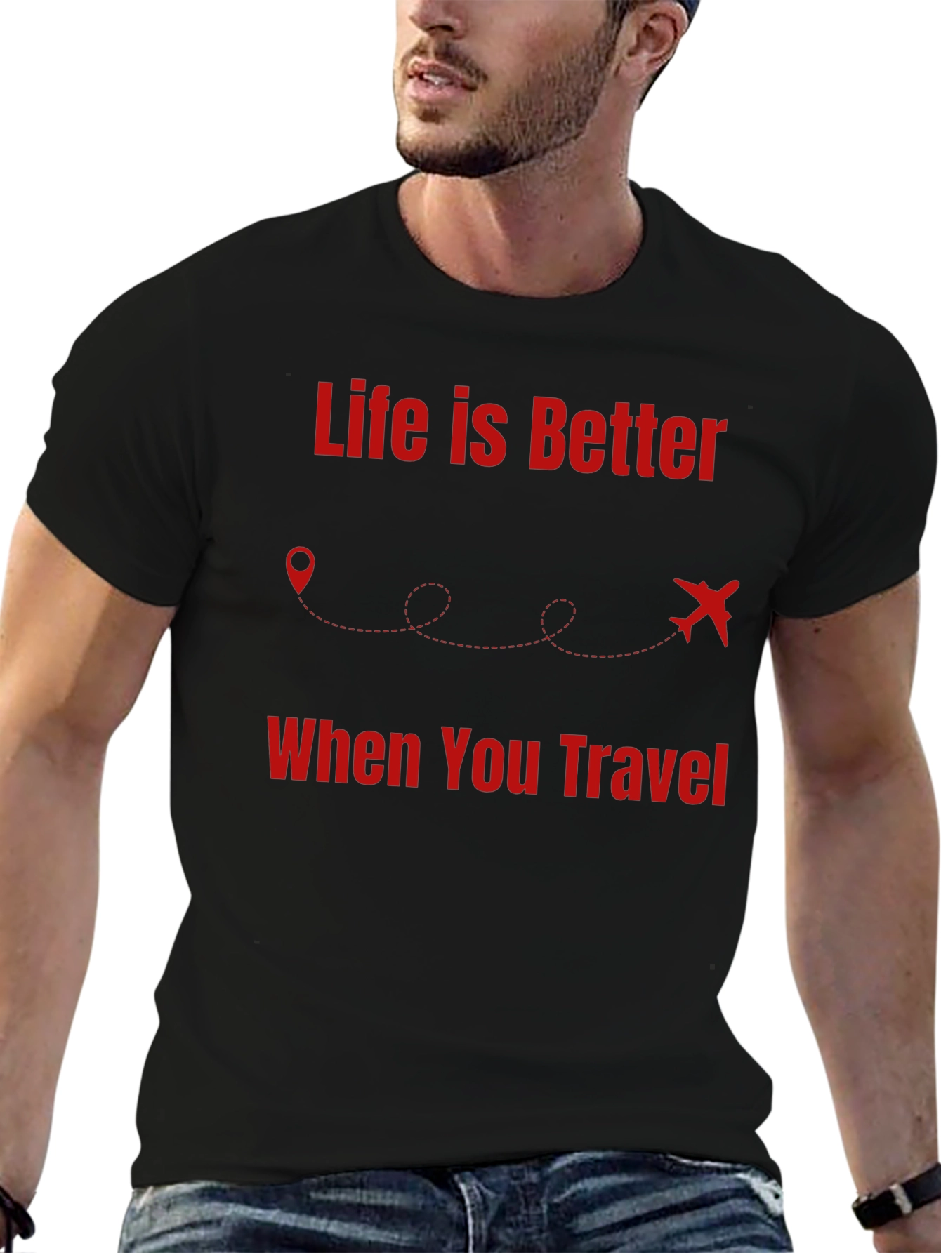Camiseta Negra Life is Better When You Travel