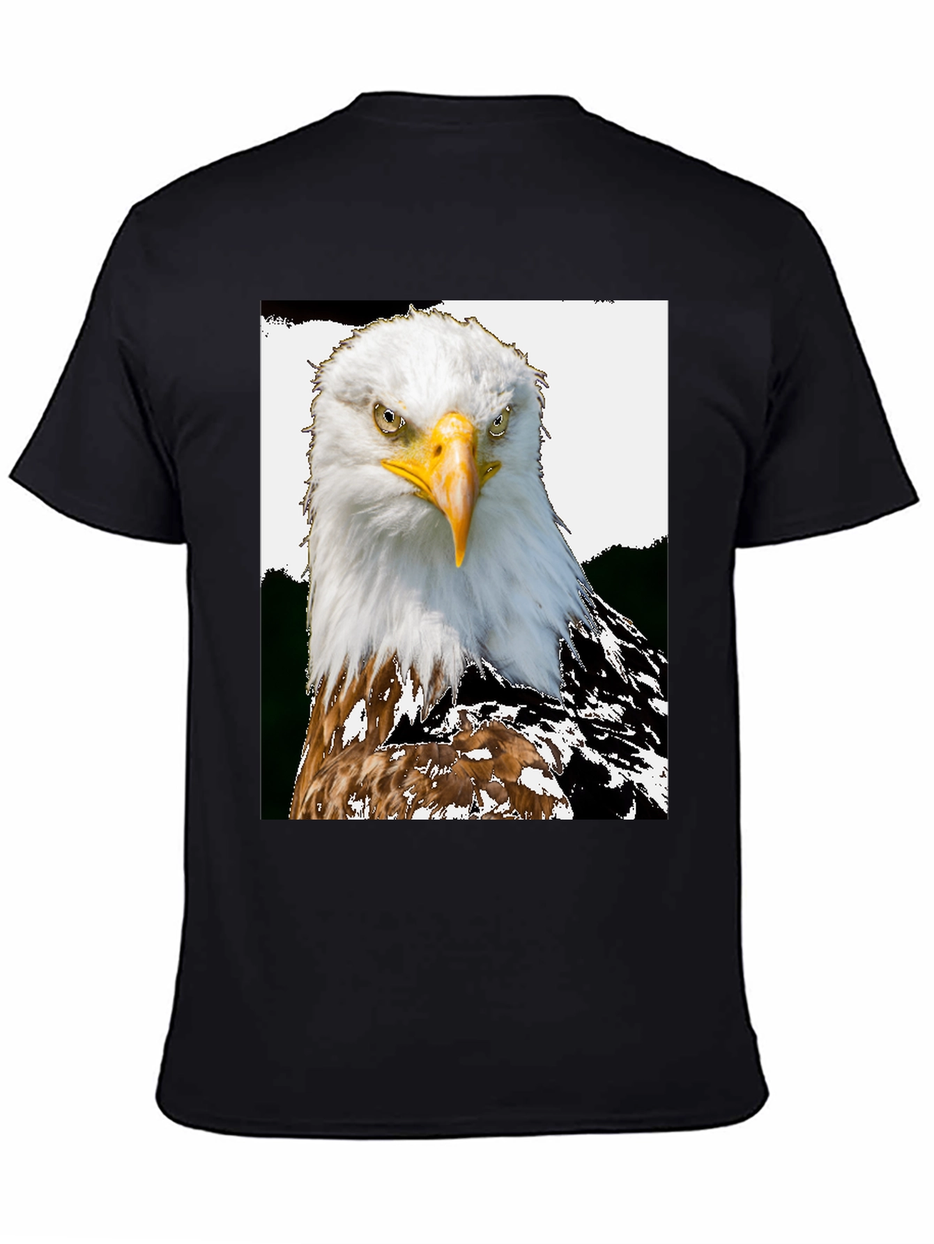 Camiseta Negra con Estampado de Águila Calva