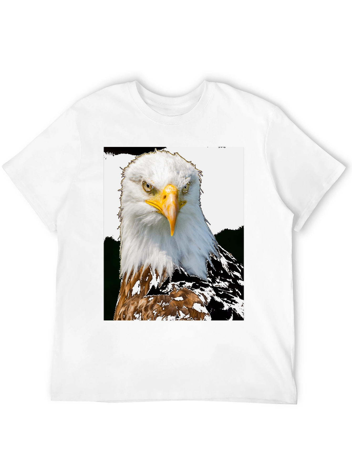 Camiseta Negra con Estampado de Águila Calva