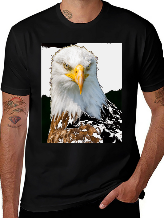 Camiseta Negra con Estampado de Águila Calva