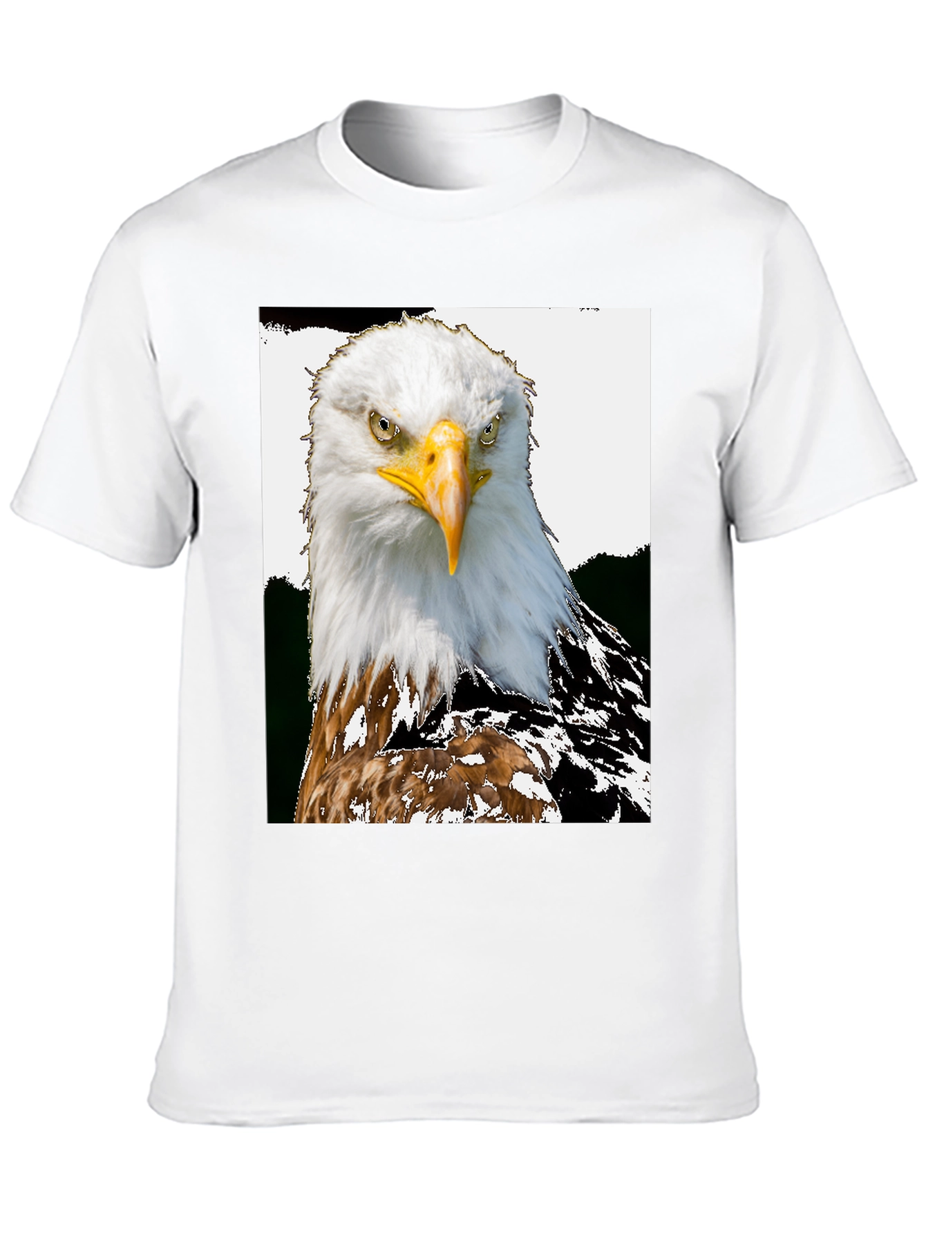 Camiseta Negra con Estampado de Águila Calva