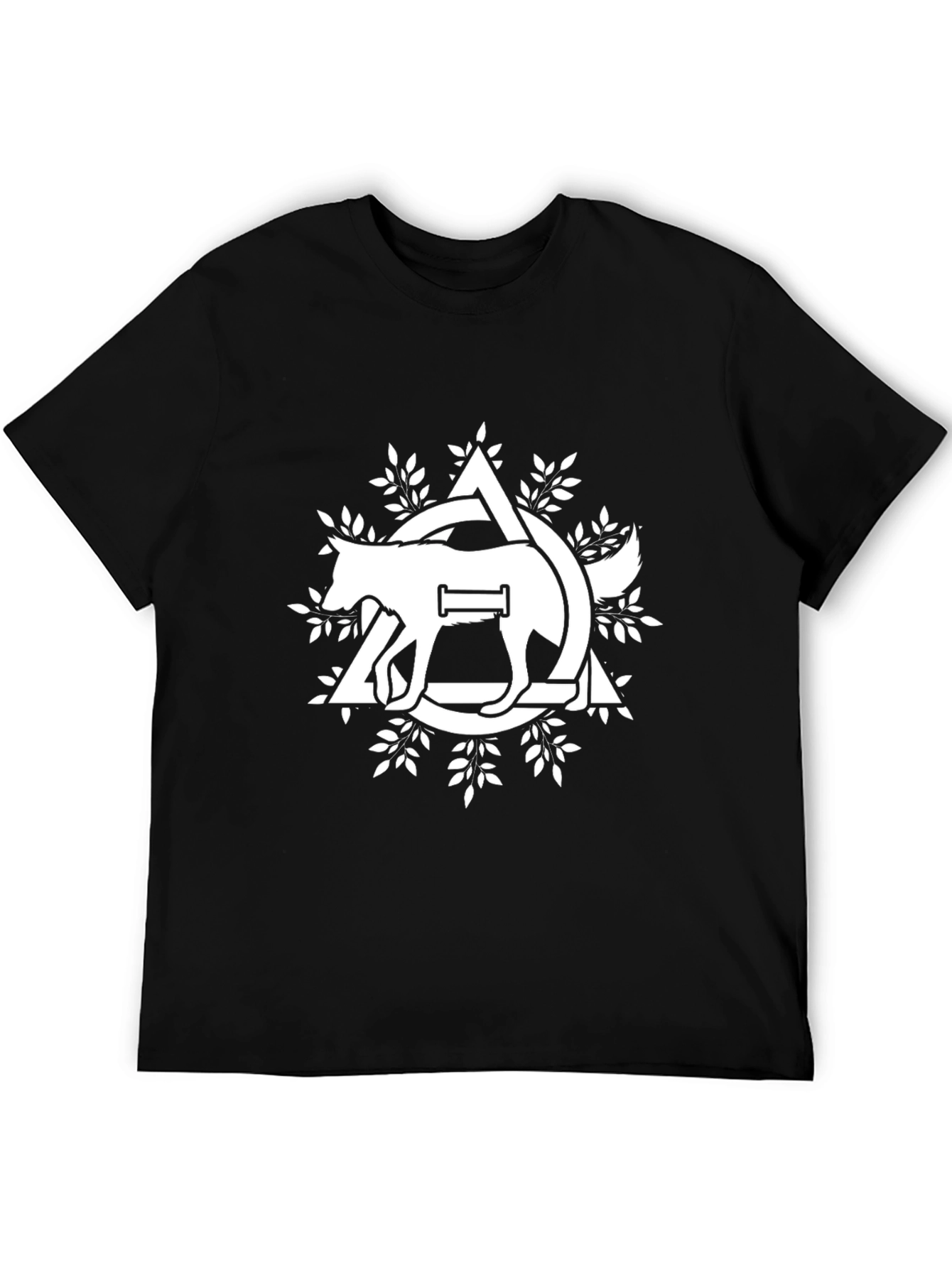 Camiseta Negra con Diseño de Lobo Abstracto