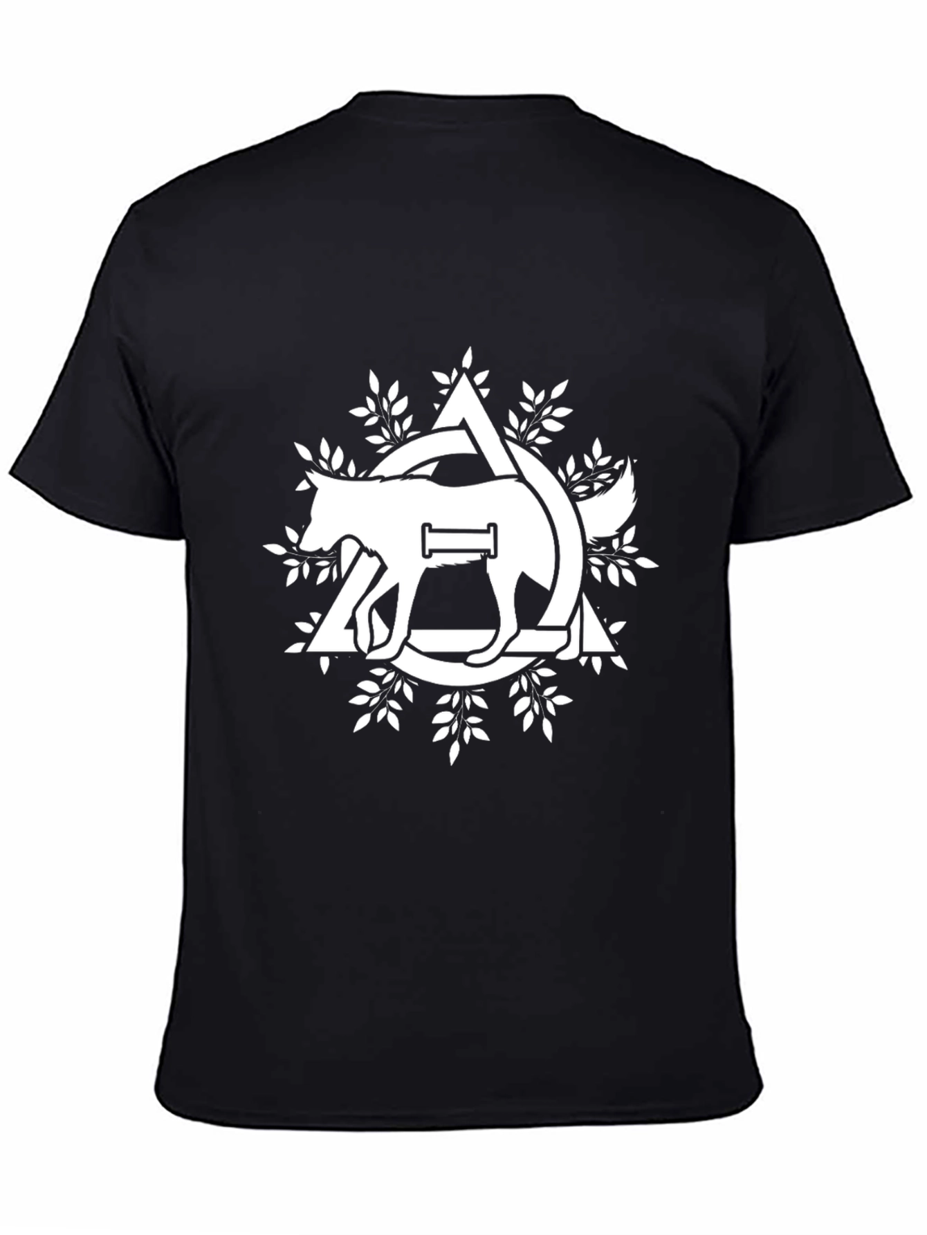 Camiseta Negra con Diseño de Lobo Abstracto
