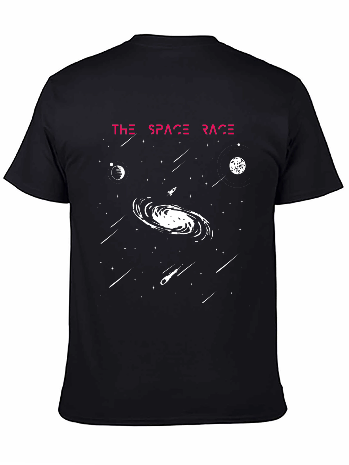 Camiseta Negra La Carrera Espacial Diseño Galaxia