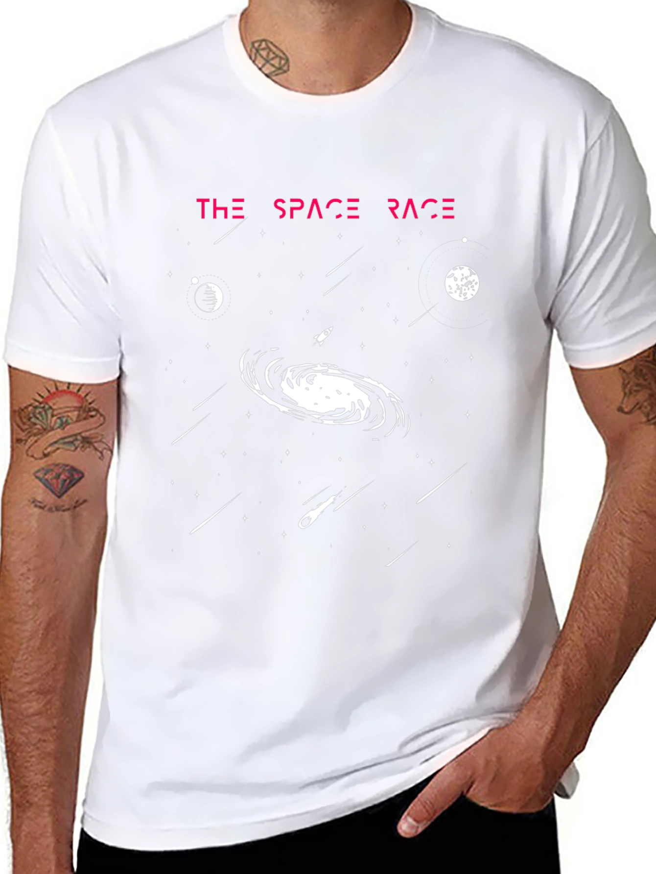 Camiseta Negra La Carrera Espacial Diseño Galaxia