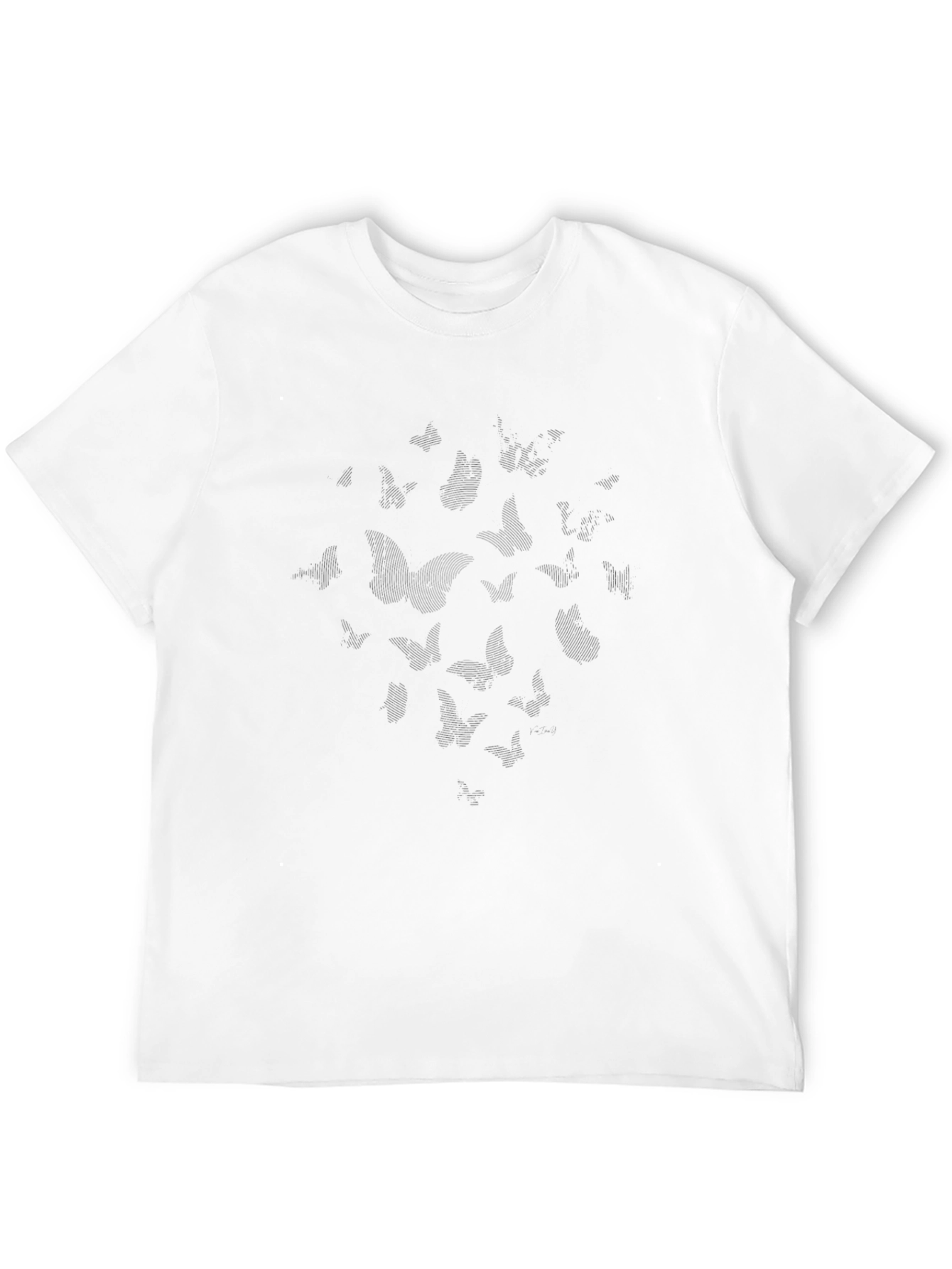 Camiseta Negra Estampado Mariposas Hombre Casual
