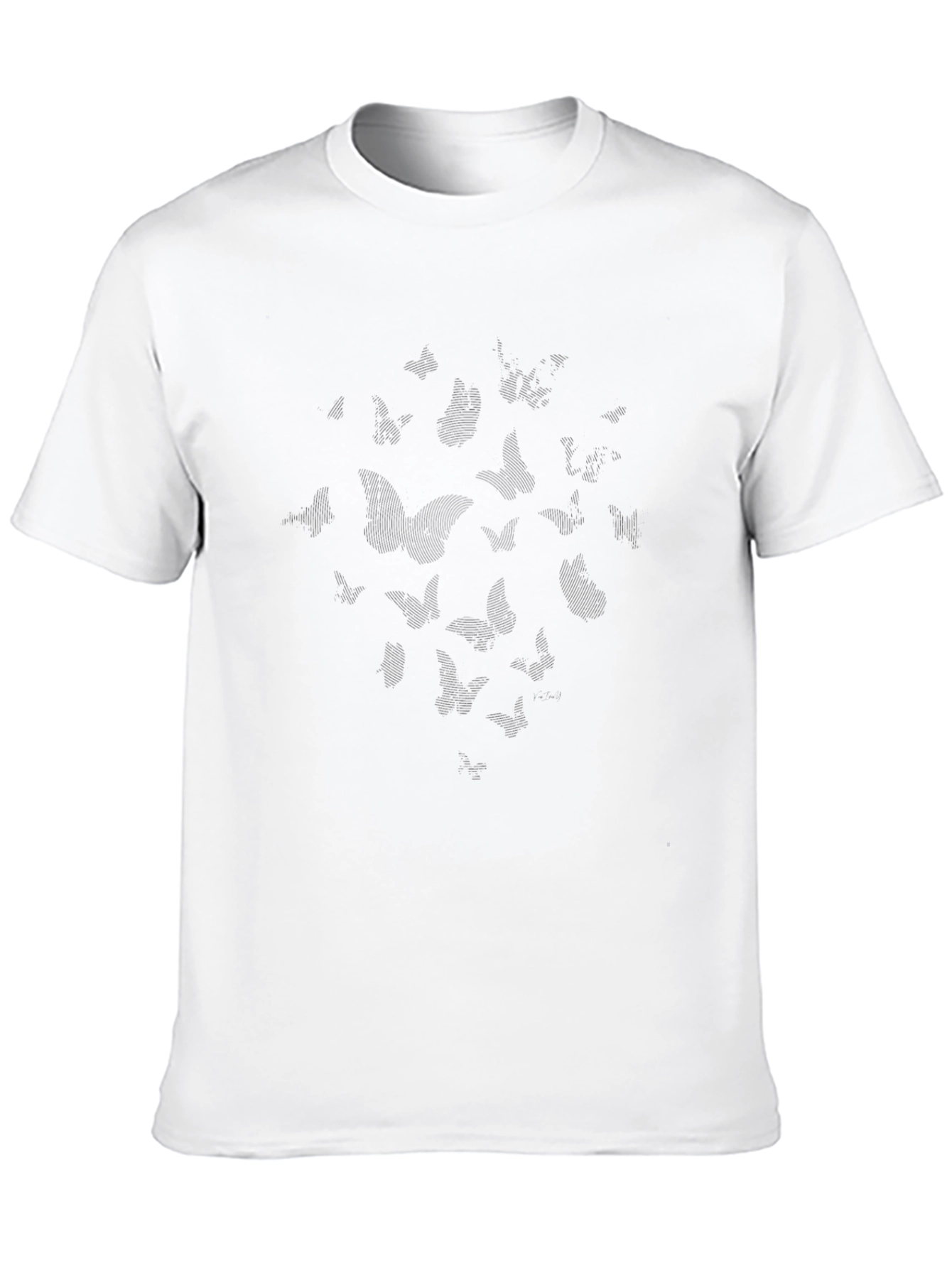 Camiseta Negra Estampado Mariposas Hombre Casual