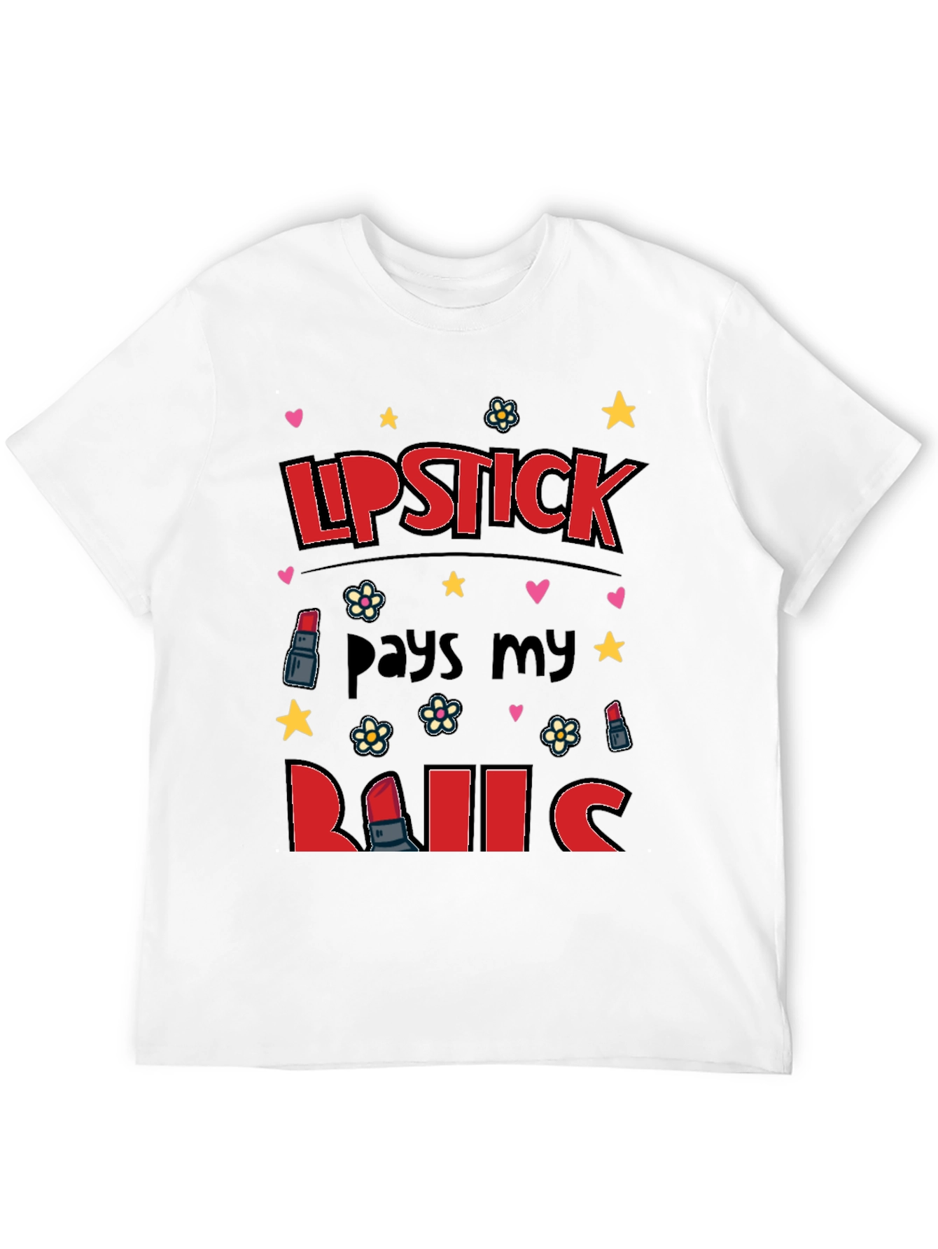 Camiseta Negra con Estampado Divertido de Maquillaje