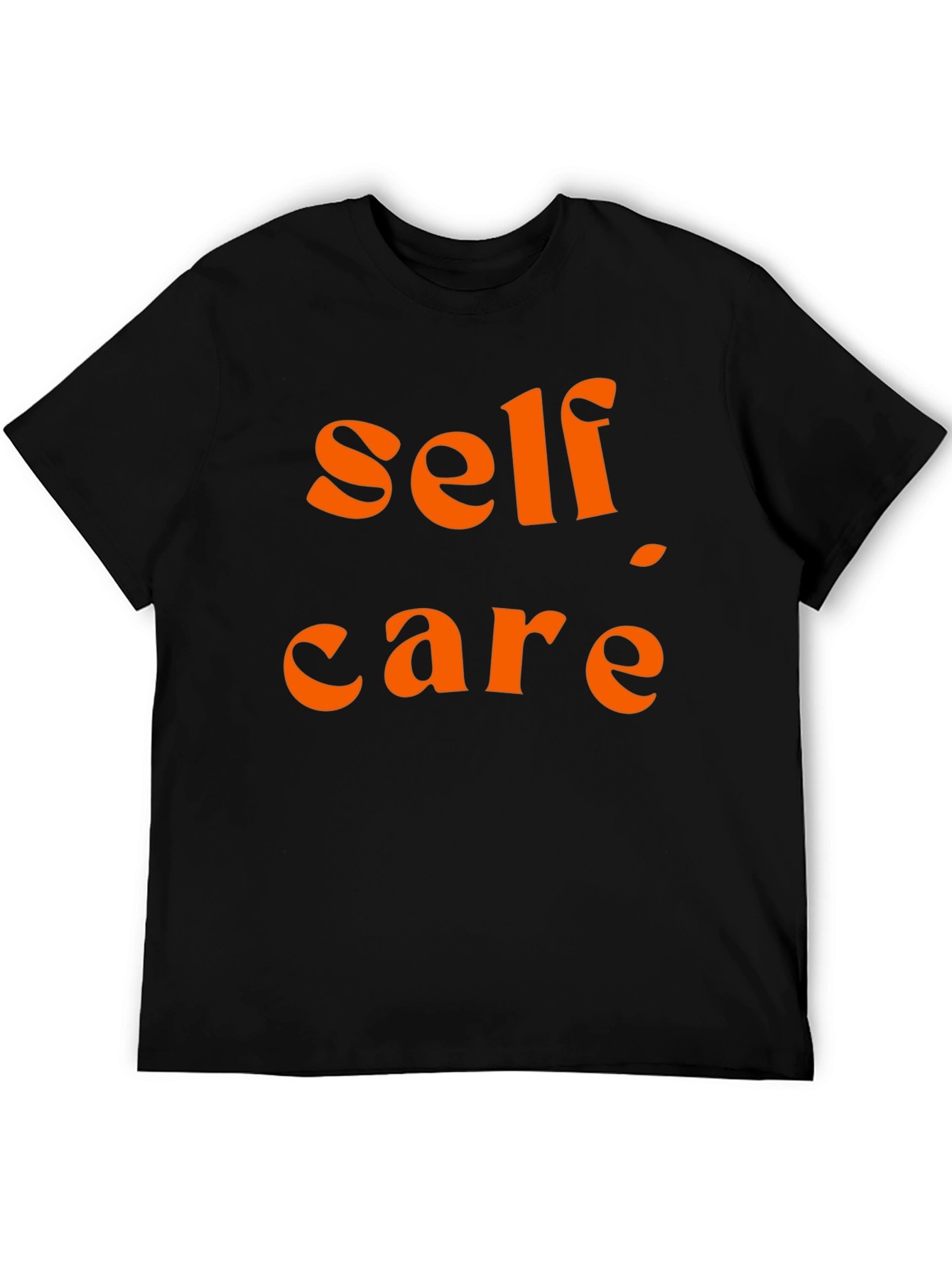 Camiseta Negra Self Care Naranja