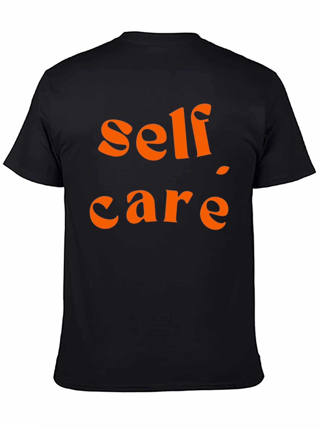 Camiseta Negra Self Care Naranja