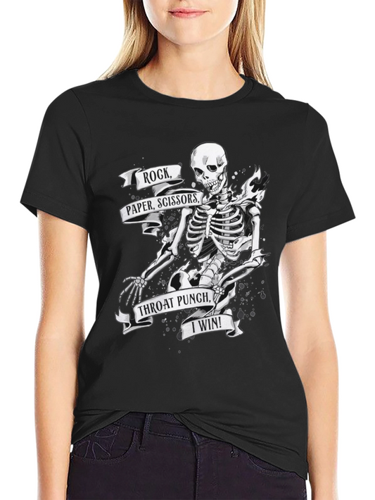 Camiseta Negra con Diseño de Esqueleto Ganador