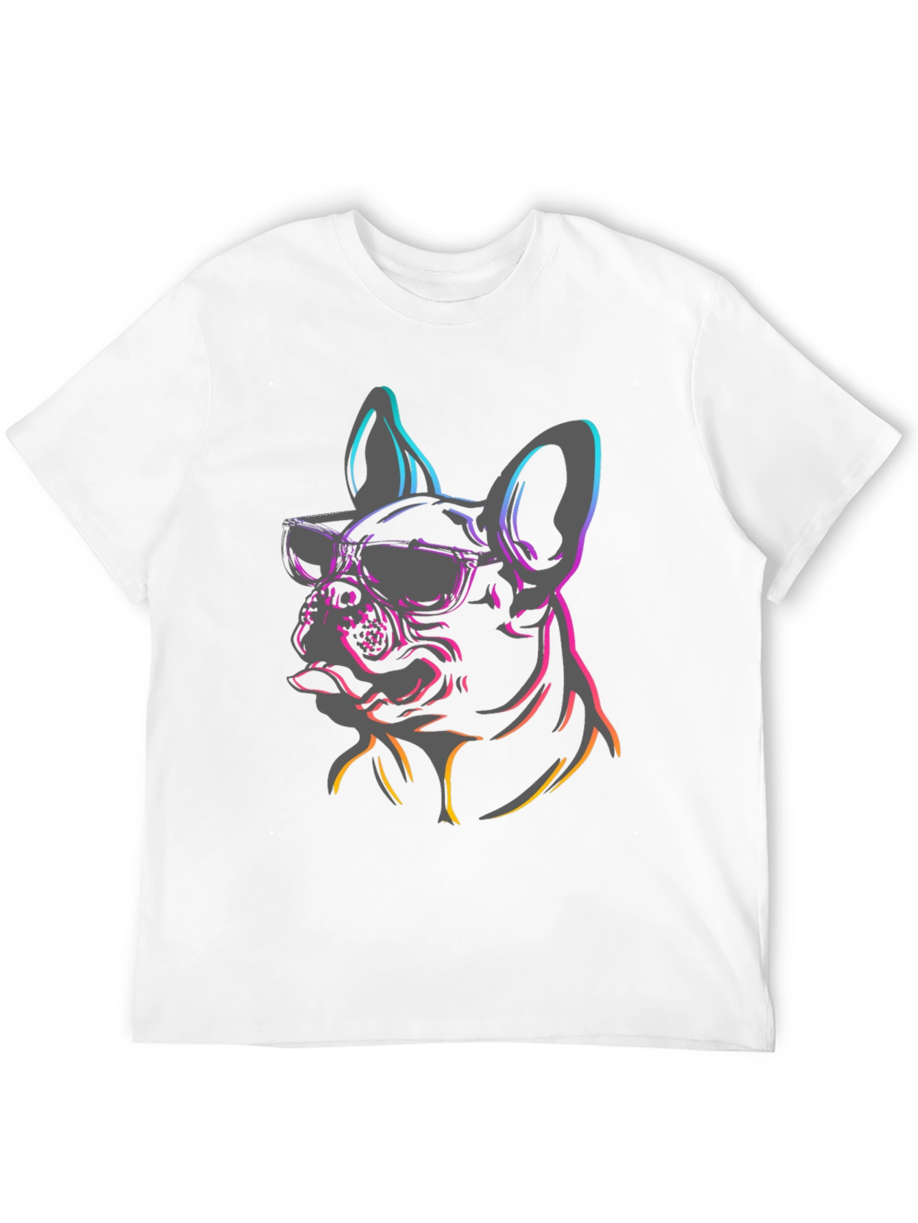 Camiseta Negra Perro Bulldog Francés con Gafas