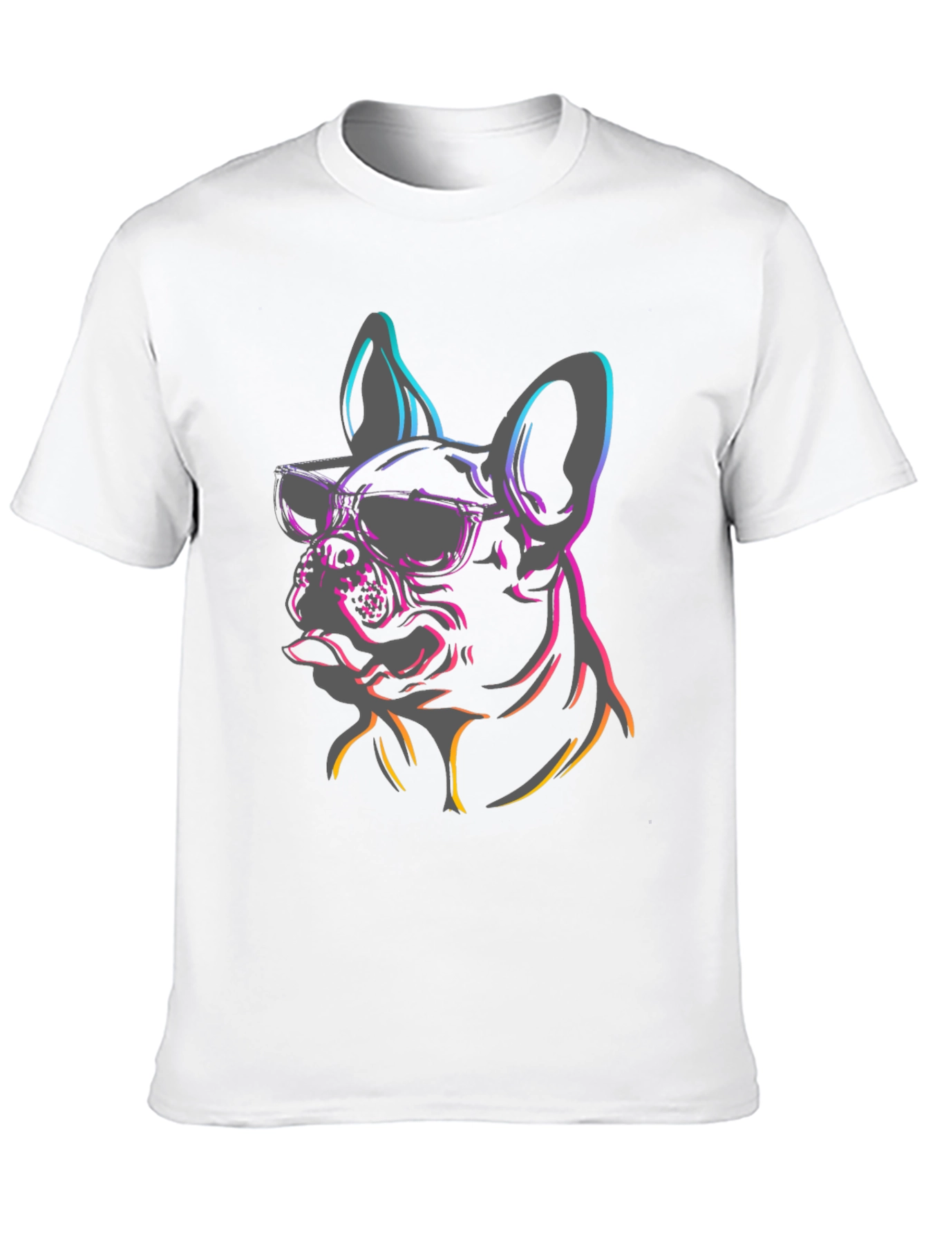 Camiseta Negra Perro Bulldog Francés con Gafas