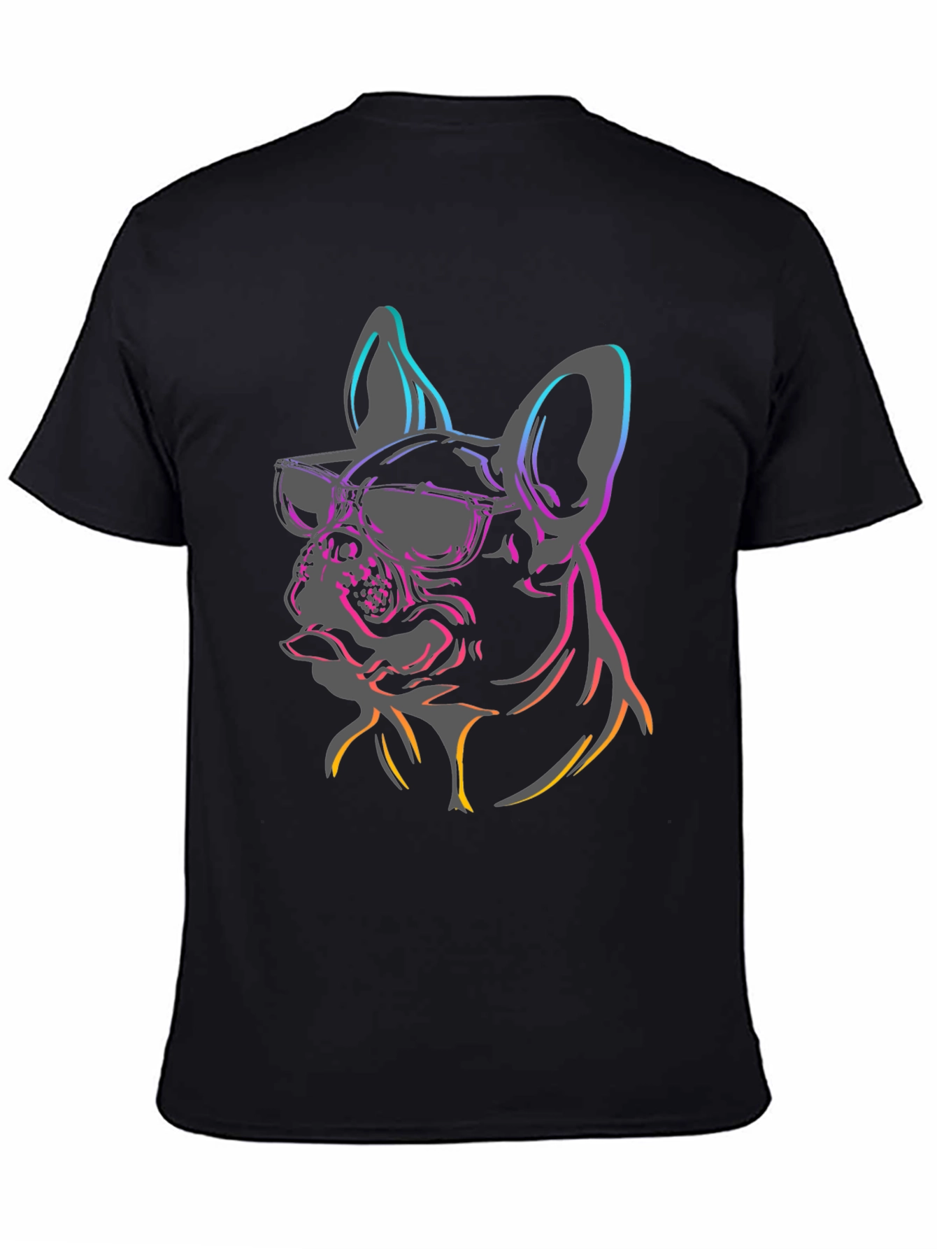 Camiseta Negra Perro Bulldog Francés con Gafas