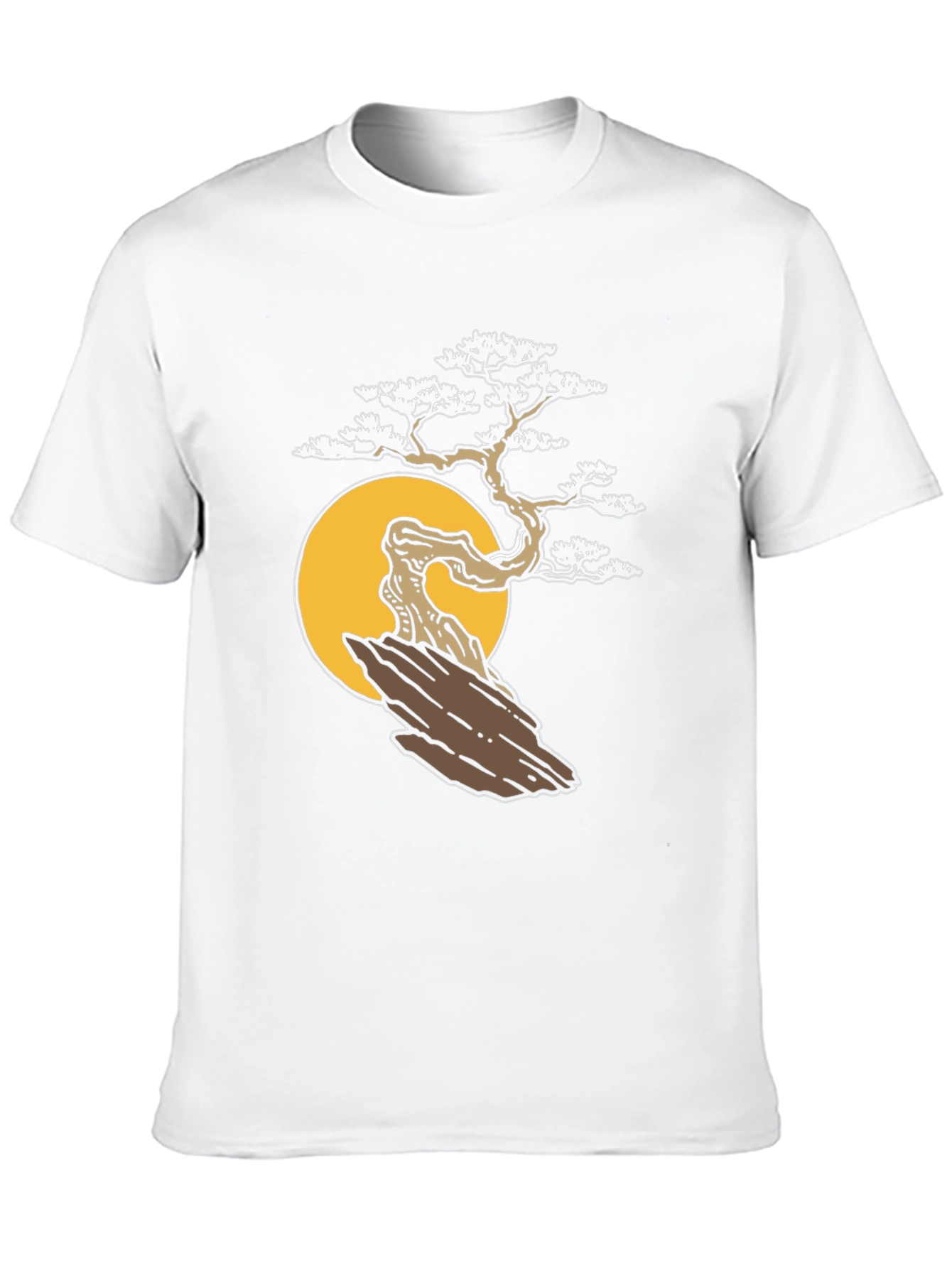 Camiseta Negra Diseño Bonsái y Sol