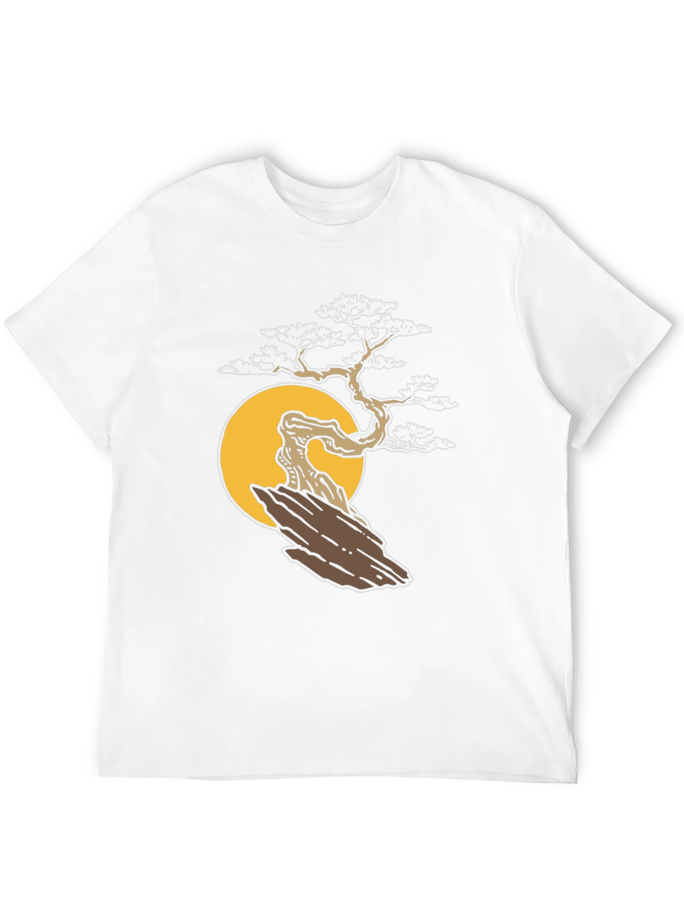 Camiseta Negra Diseño Bonsái y Sol