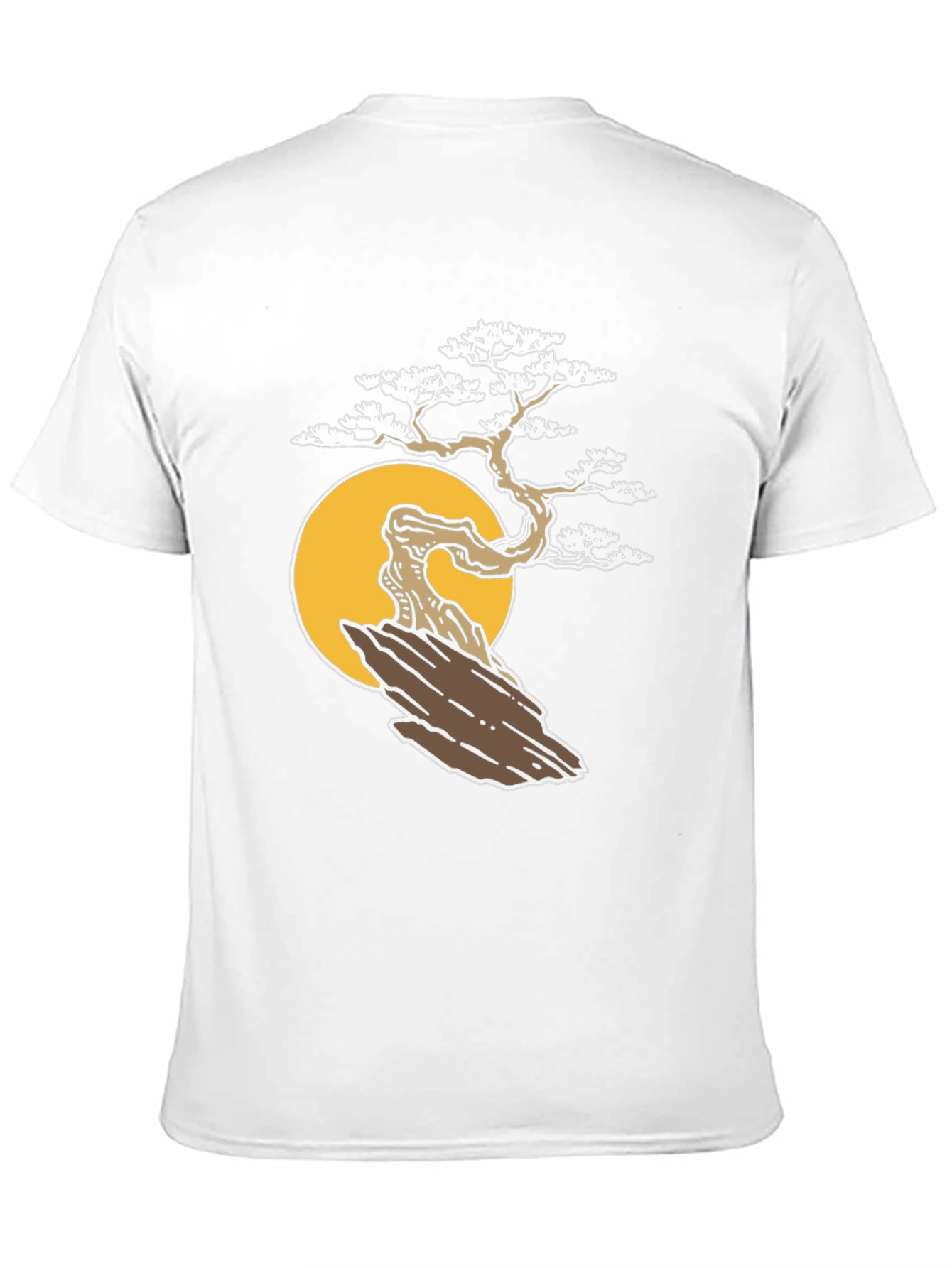 Camiseta Negra Diseño Bonsái y Sol