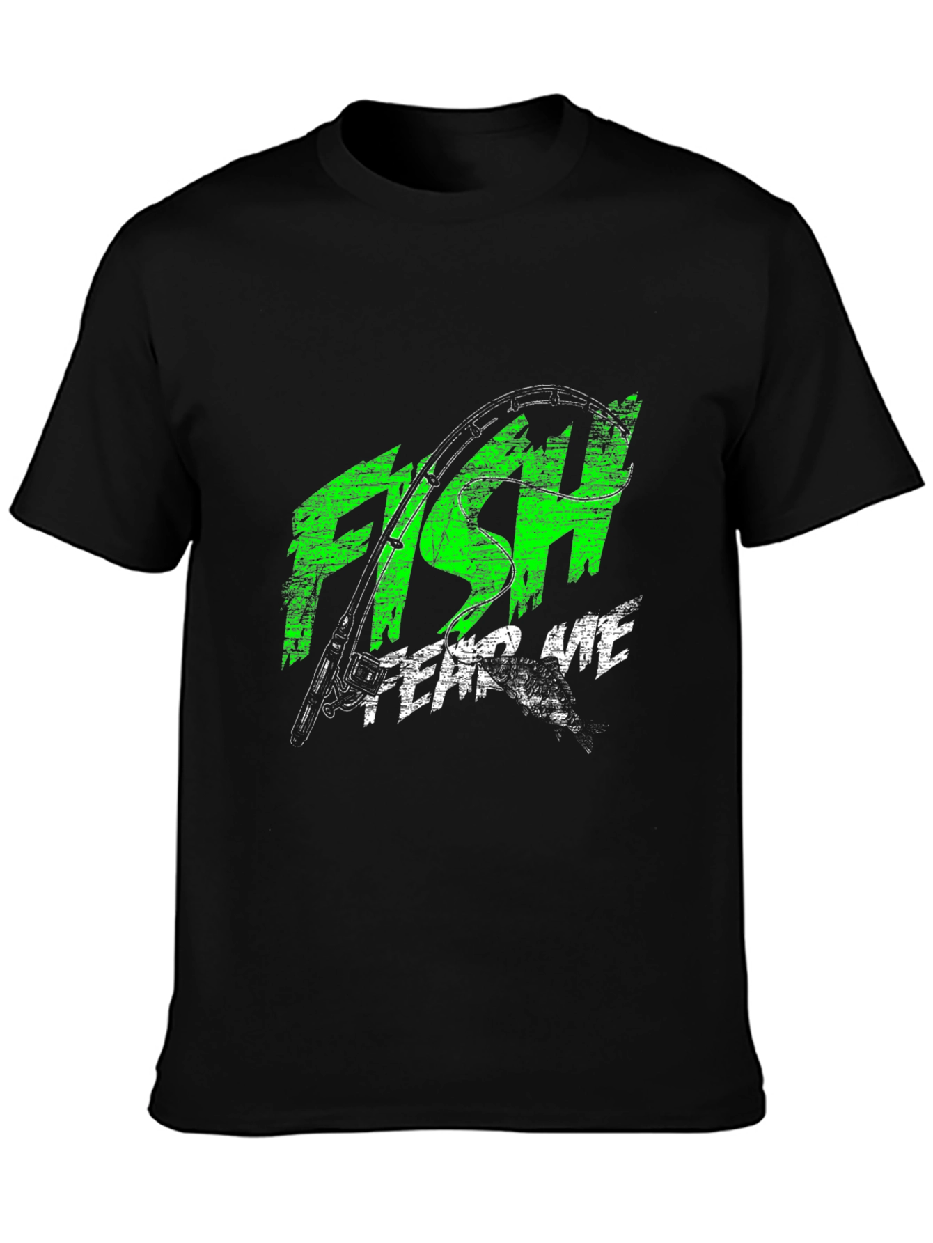 Camiseta Negra Estampada: Pesca Fish Fear Me