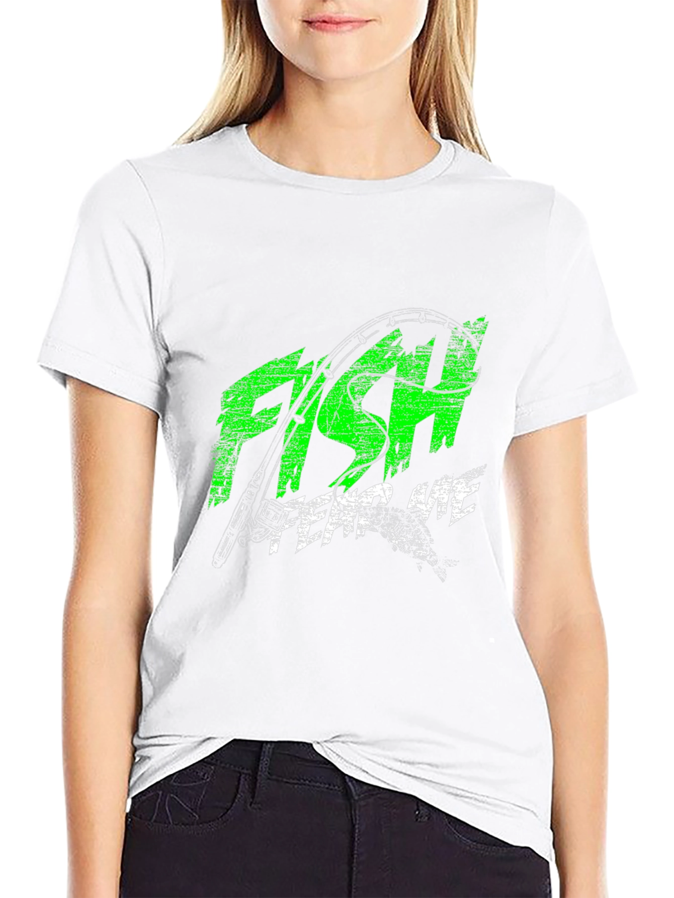 Camiseta Negra Estampada: Pesca Fish Fear Me