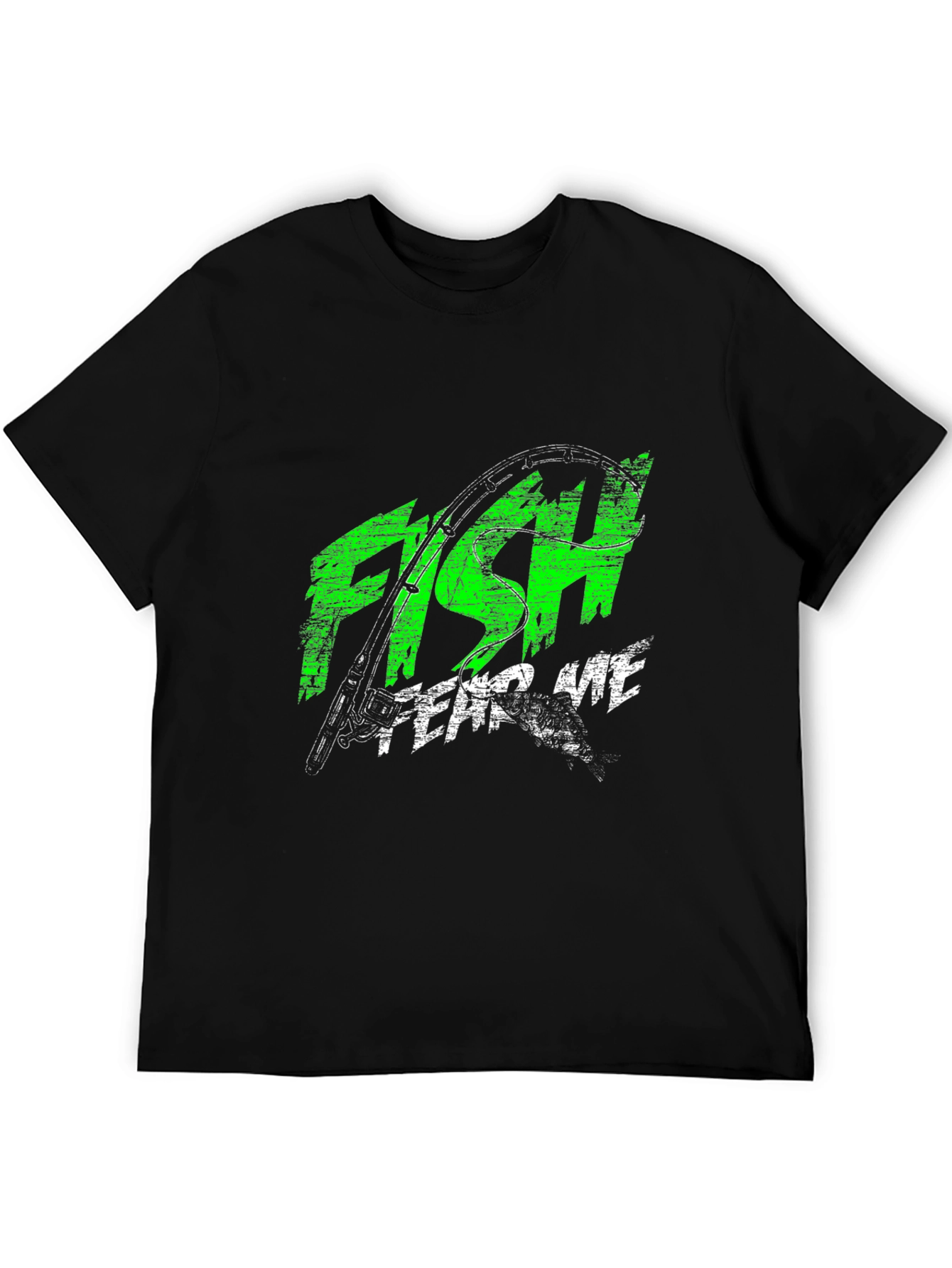 Camiseta Negra Estampada: Pesca Fish Fear Me