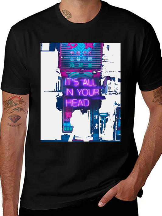 Camiseta Negra con Diseño Neón Its All In Your Head
