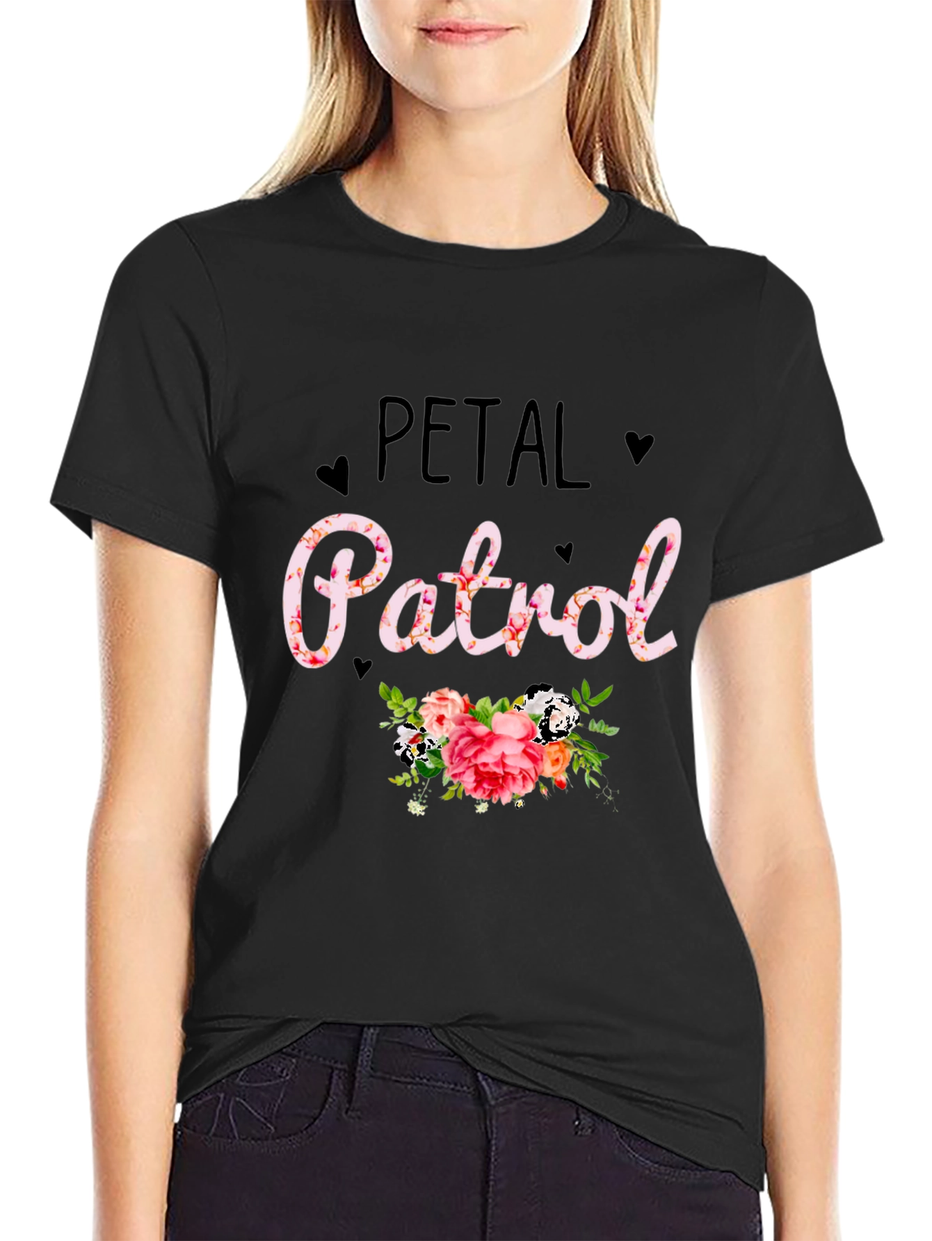 Camiseta Negra Petal Patrol Floral