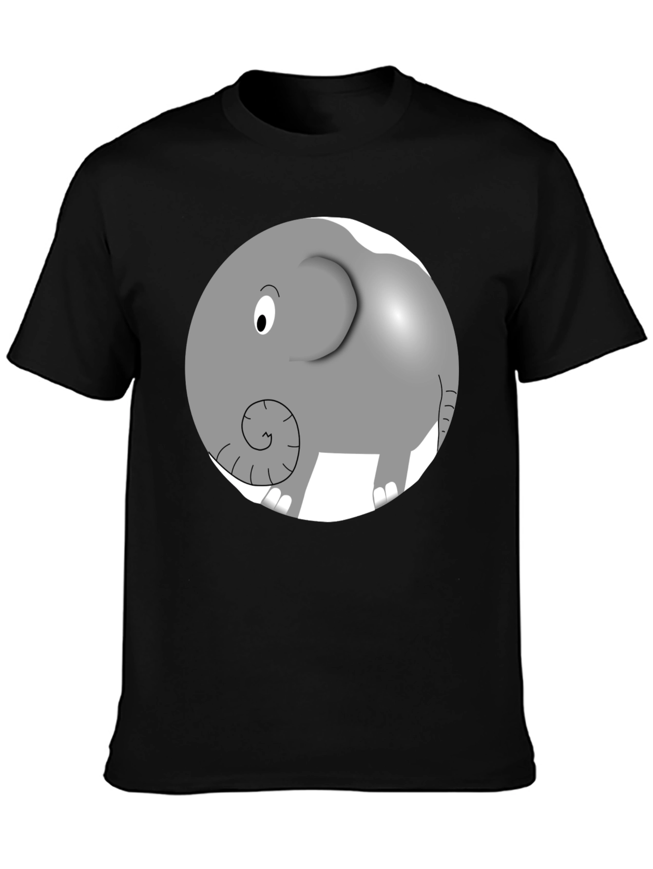 Camiseta Negra con Diseño de Elefante Animado