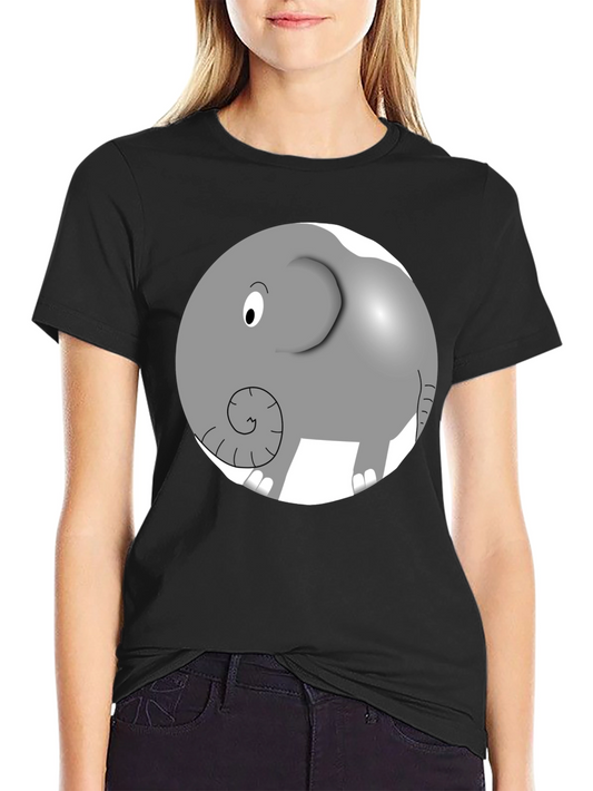 Camiseta Negra con Diseño de Elefante Animado