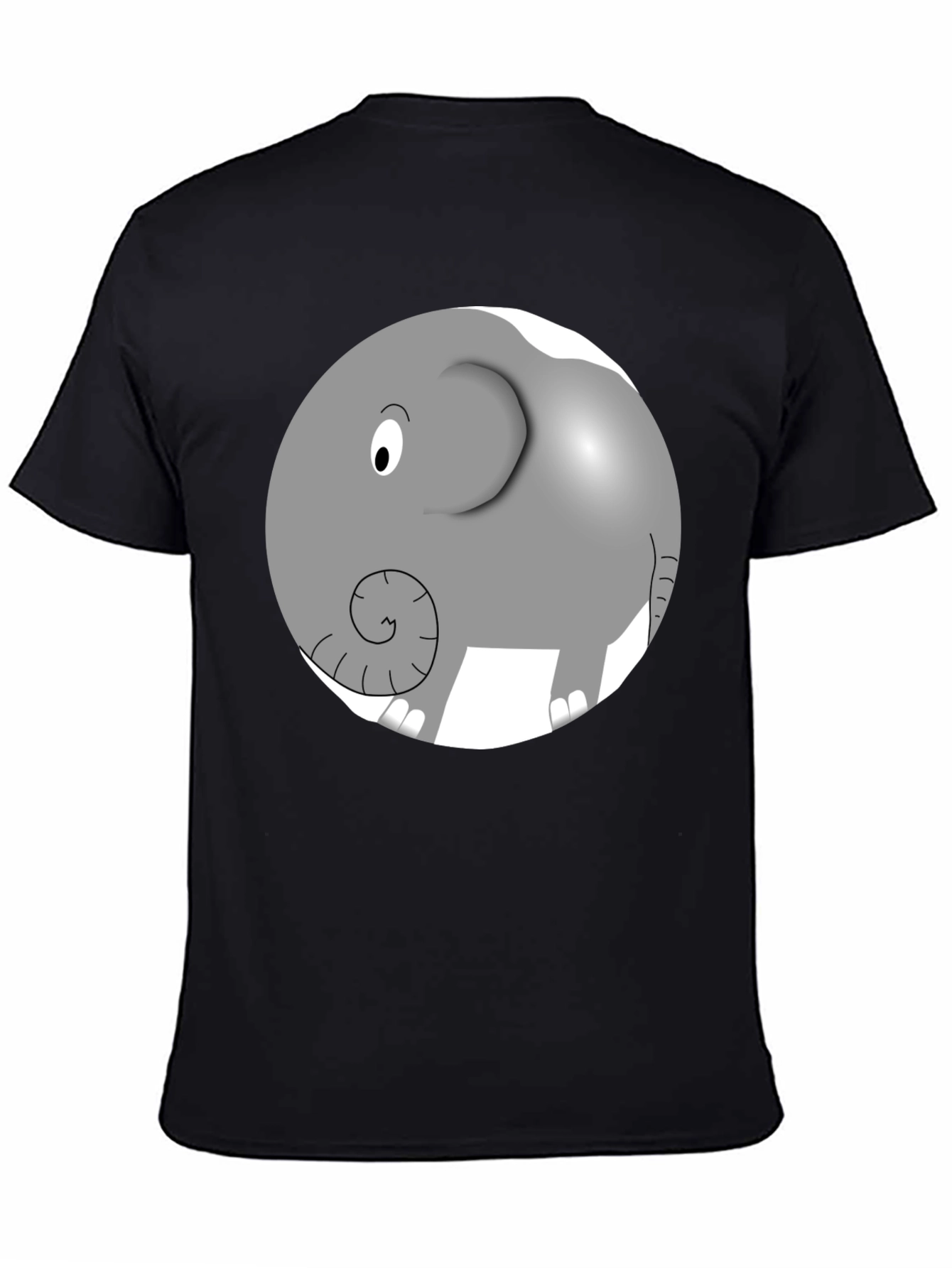 Camiseta Negra con Diseño de Elefante Animado