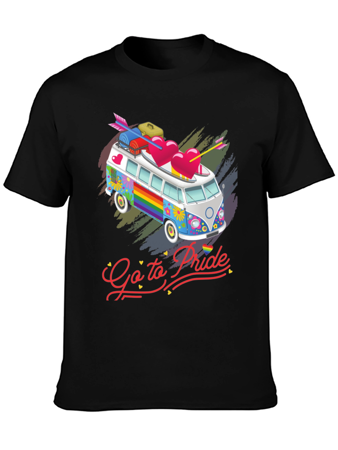 Camiseta Negra Go to Pride Hippie Bus