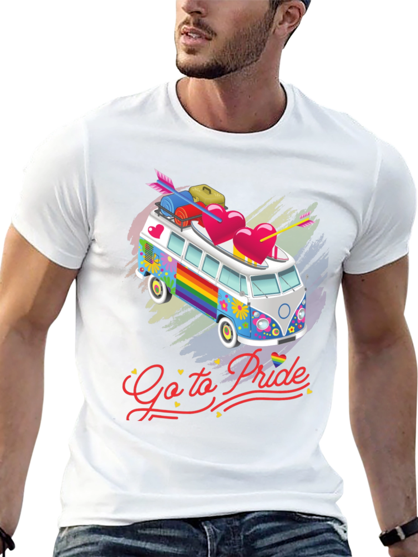 Camiseta Negra Go to Pride Hippie Bus