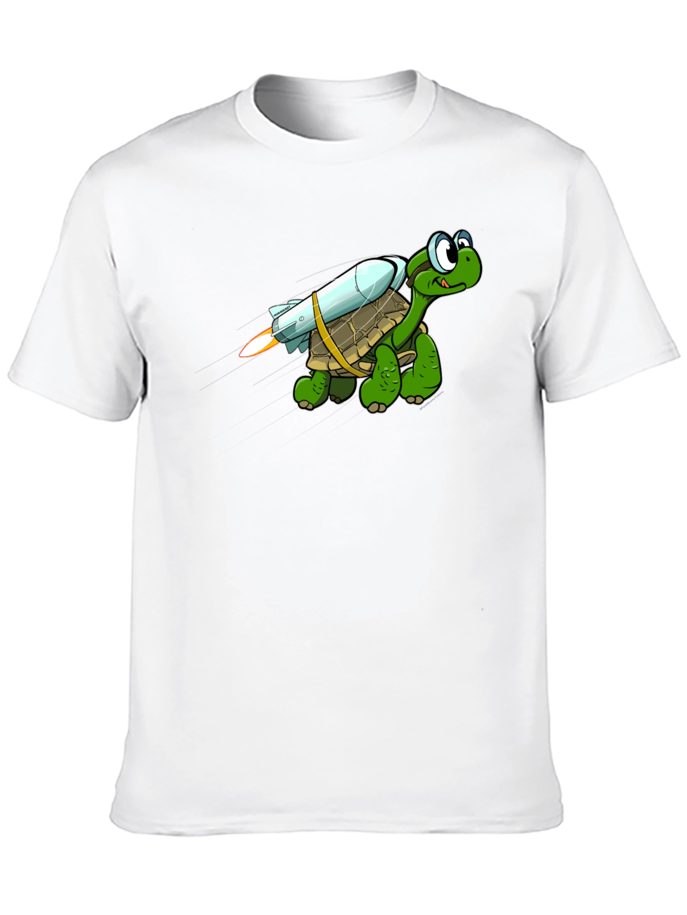 Camiseta Negra con Tortuga Cohete Divertida