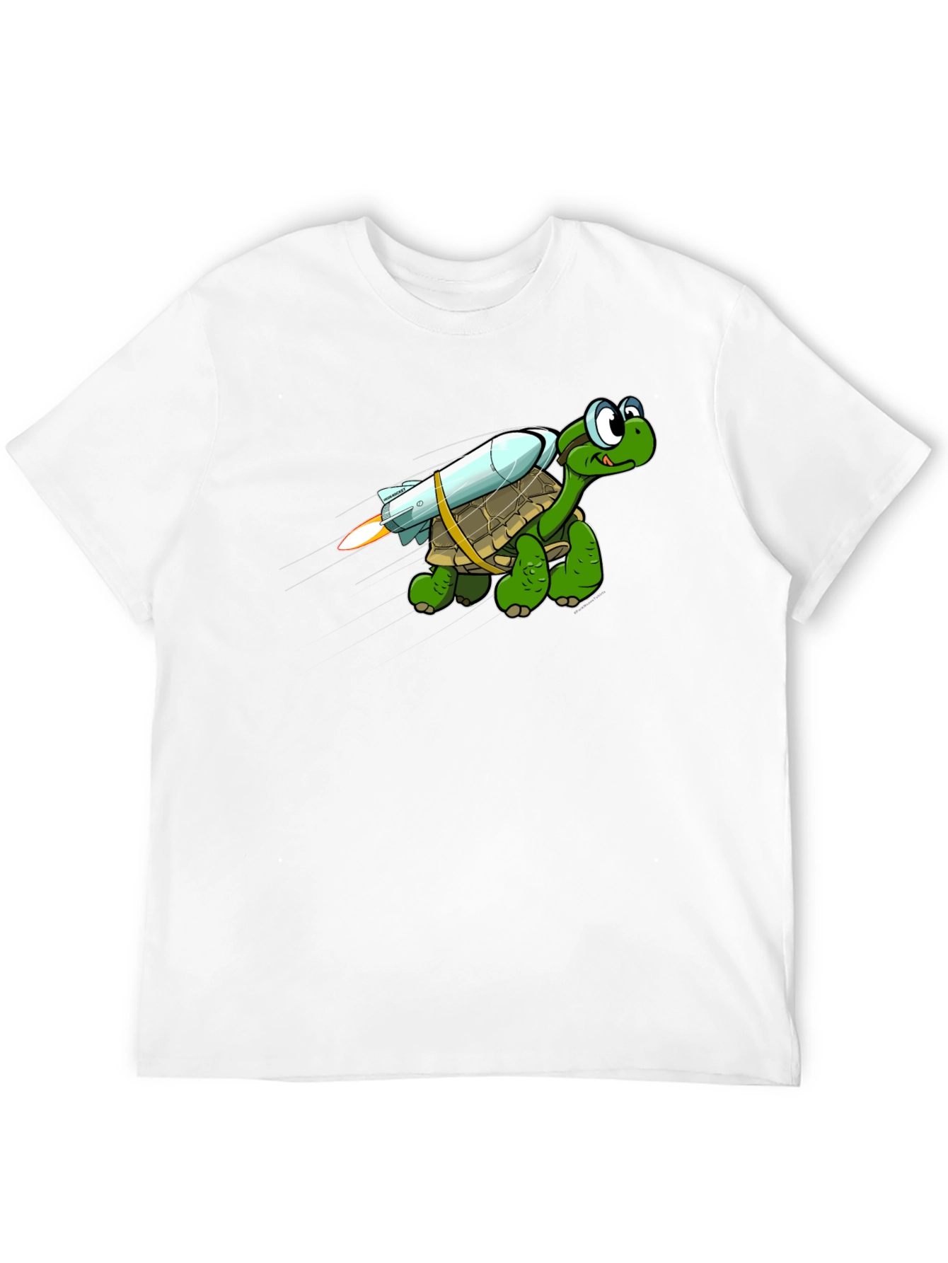 Camiseta Negra con Tortuga Cohete Divertida