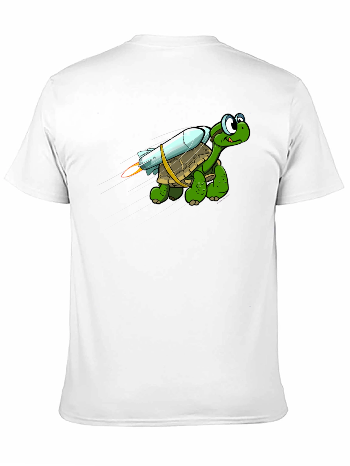 Camiseta Negra con Tortuga Cohete Divertida