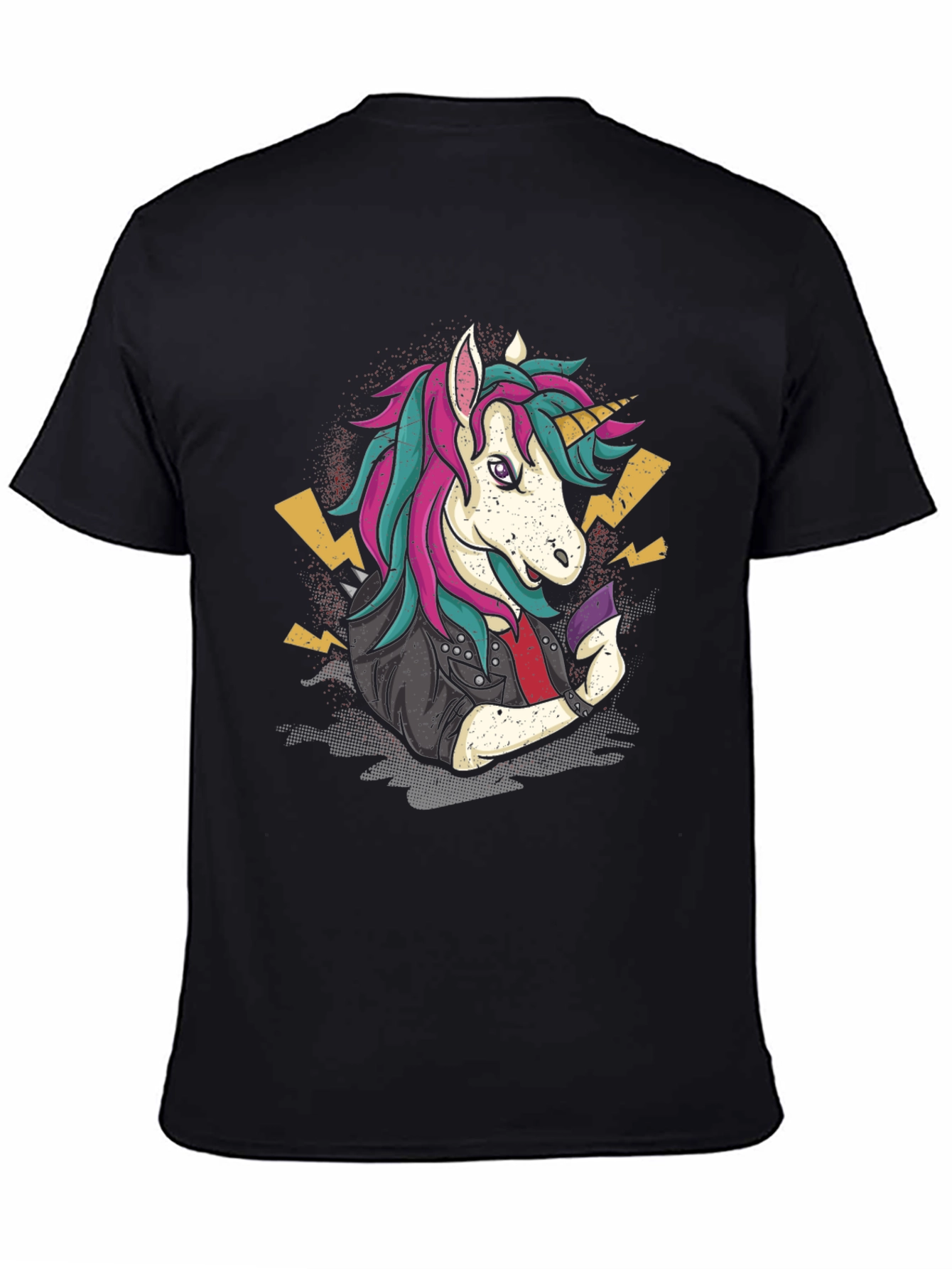 Camiseta Negra con Unicornio Rockero