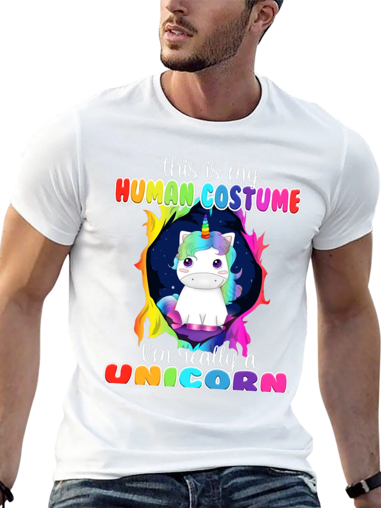 Camiseta Negra Unicornio Disfraz Humano