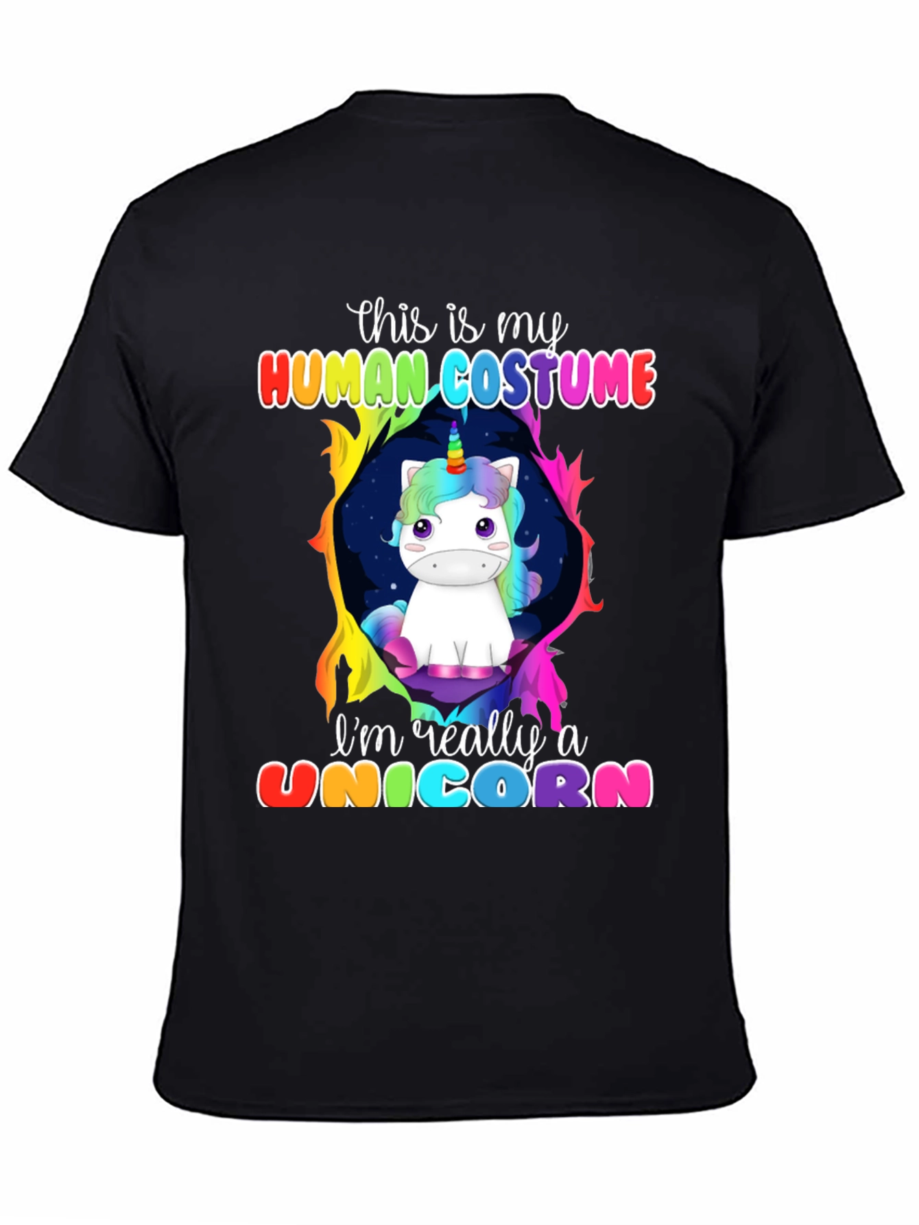 Camiseta Negra Unicornio Disfraz Humano