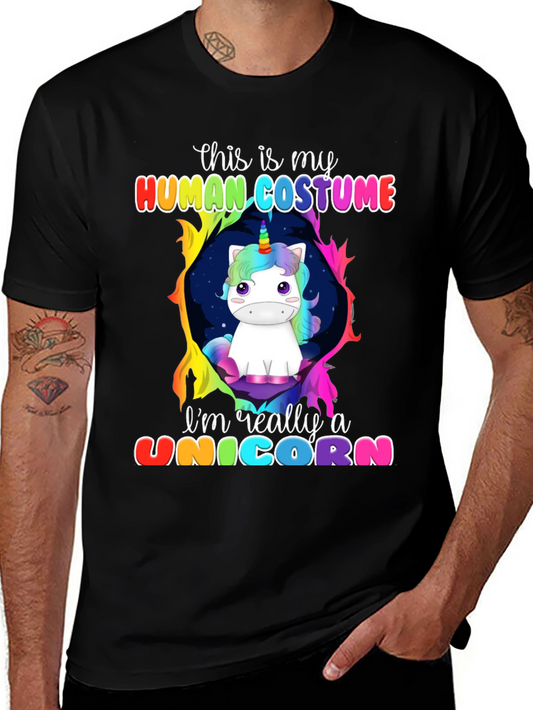Camiseta Negra Unicornio Disfraz Humano
