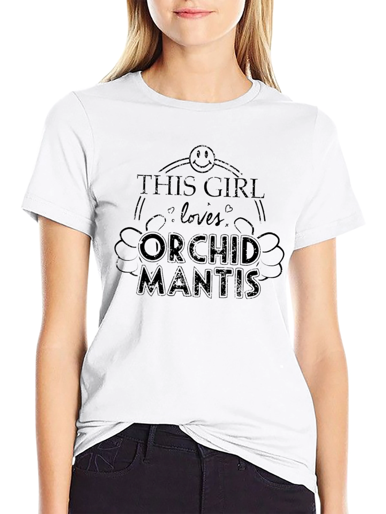 Camiseta Negra This Girl Loves Orchid Mantis