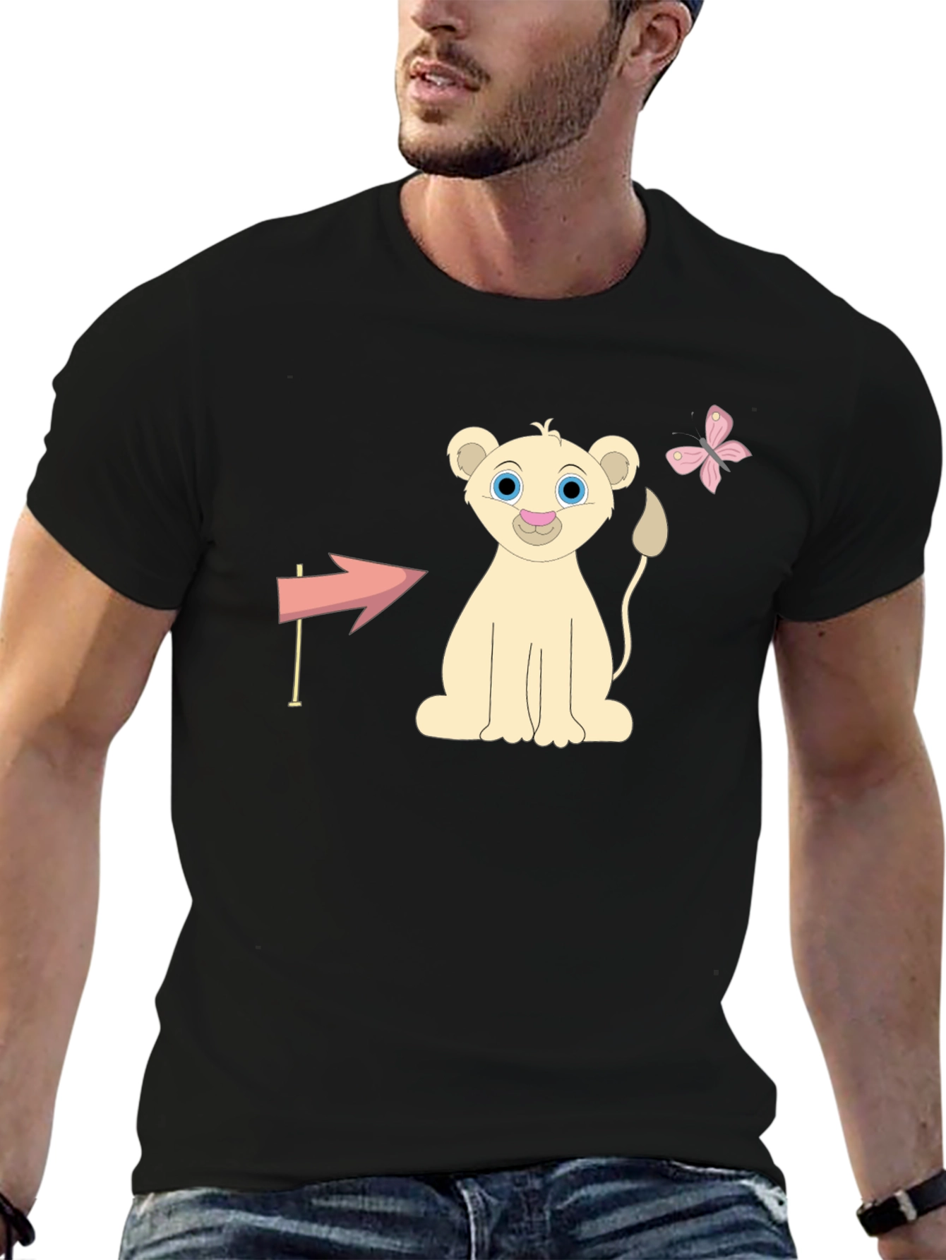 Camiseta Negra con Diseño Infantil de León