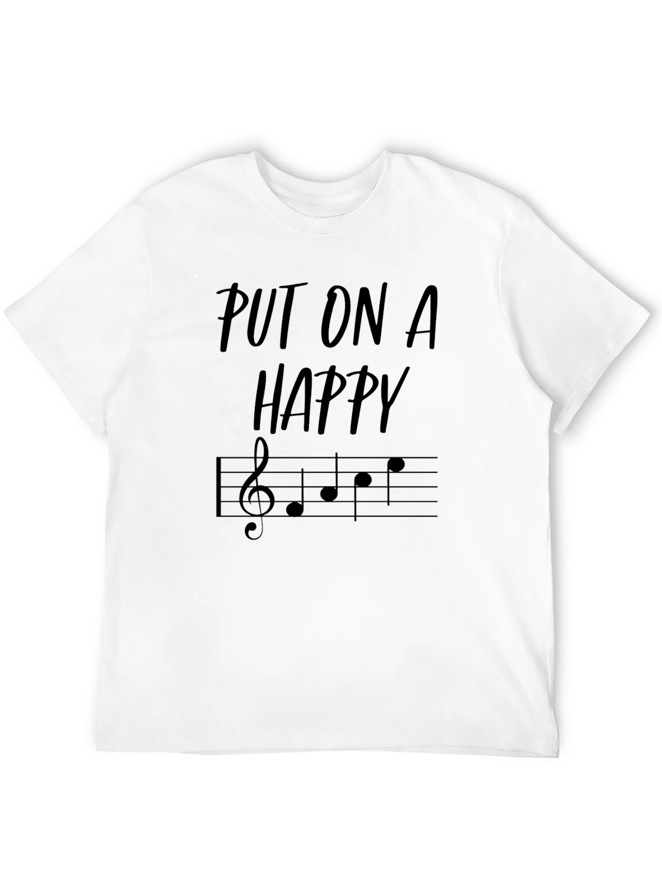 Camiseta Negra con Diseño Musical Happy