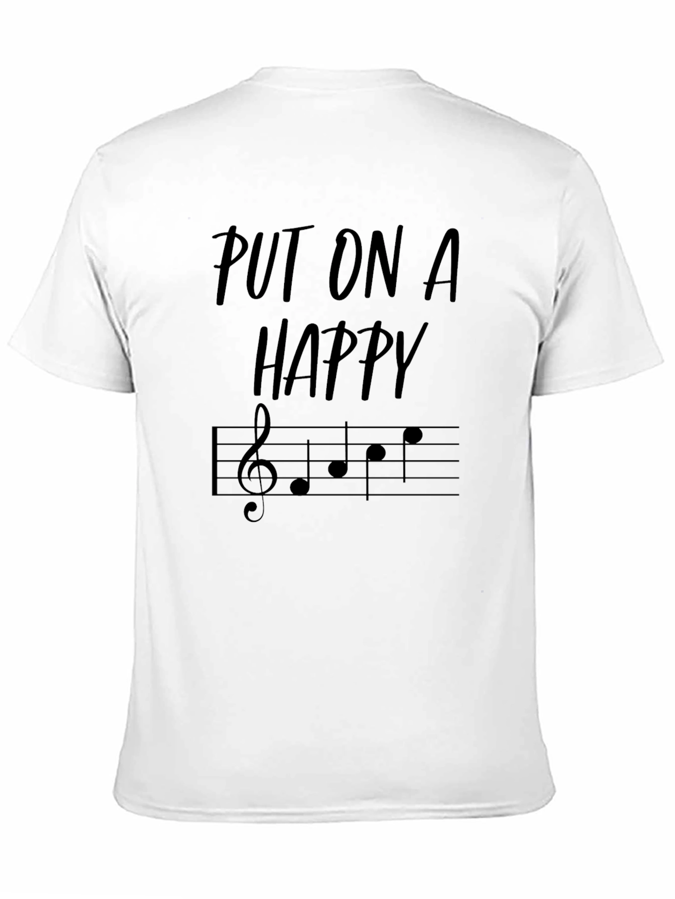 Camiseta Negra con Diseño Musical Happy