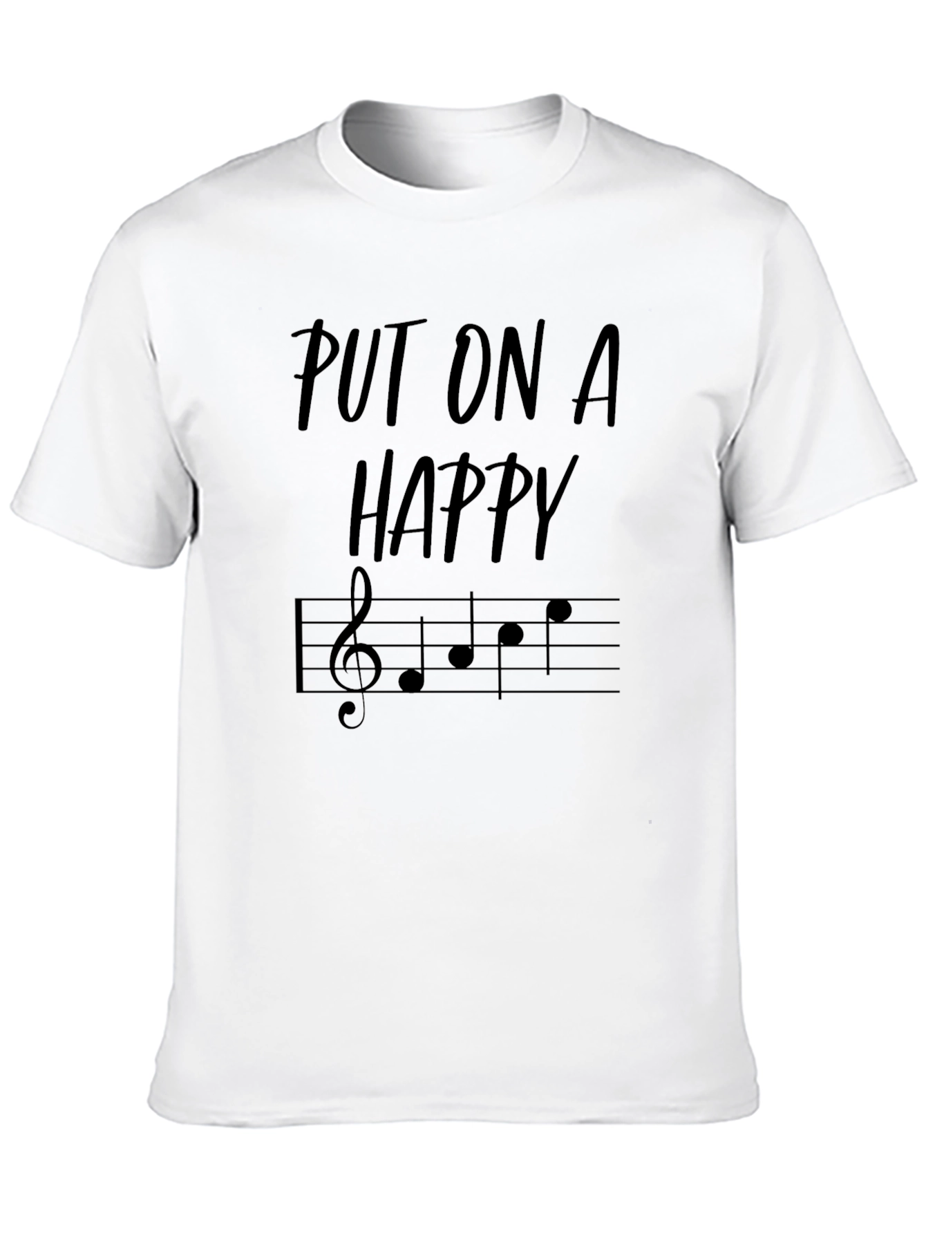 Camiseta Negra con Diseño Musical Happy