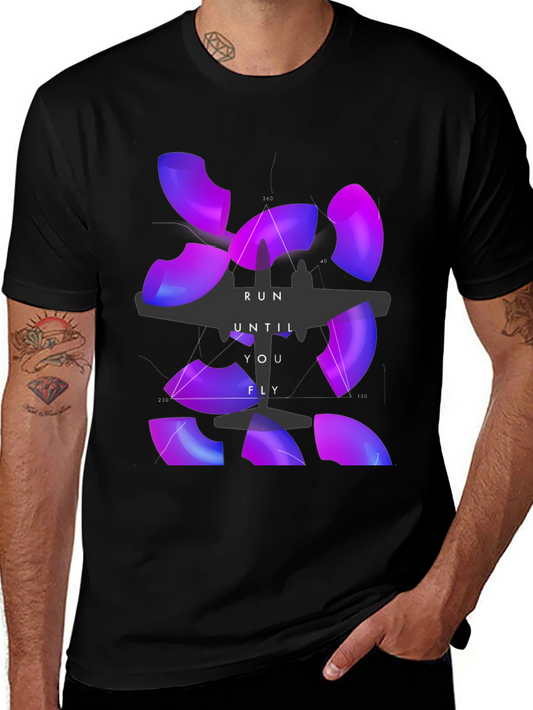 Camiseta Negra Corre Hasta Volar Diseño Abstracto