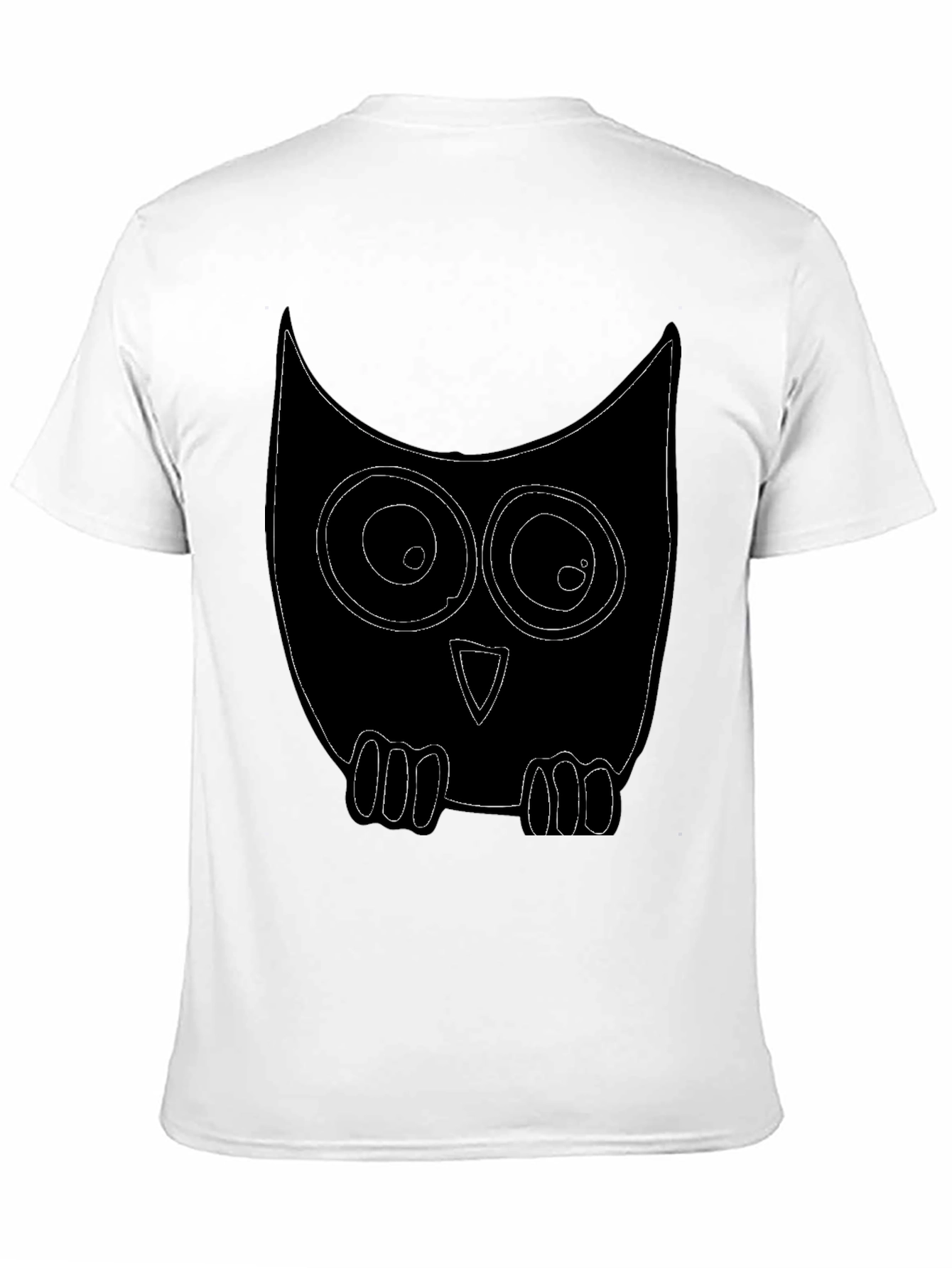 Camiseta Negra con Diseño de Búho Abstracto