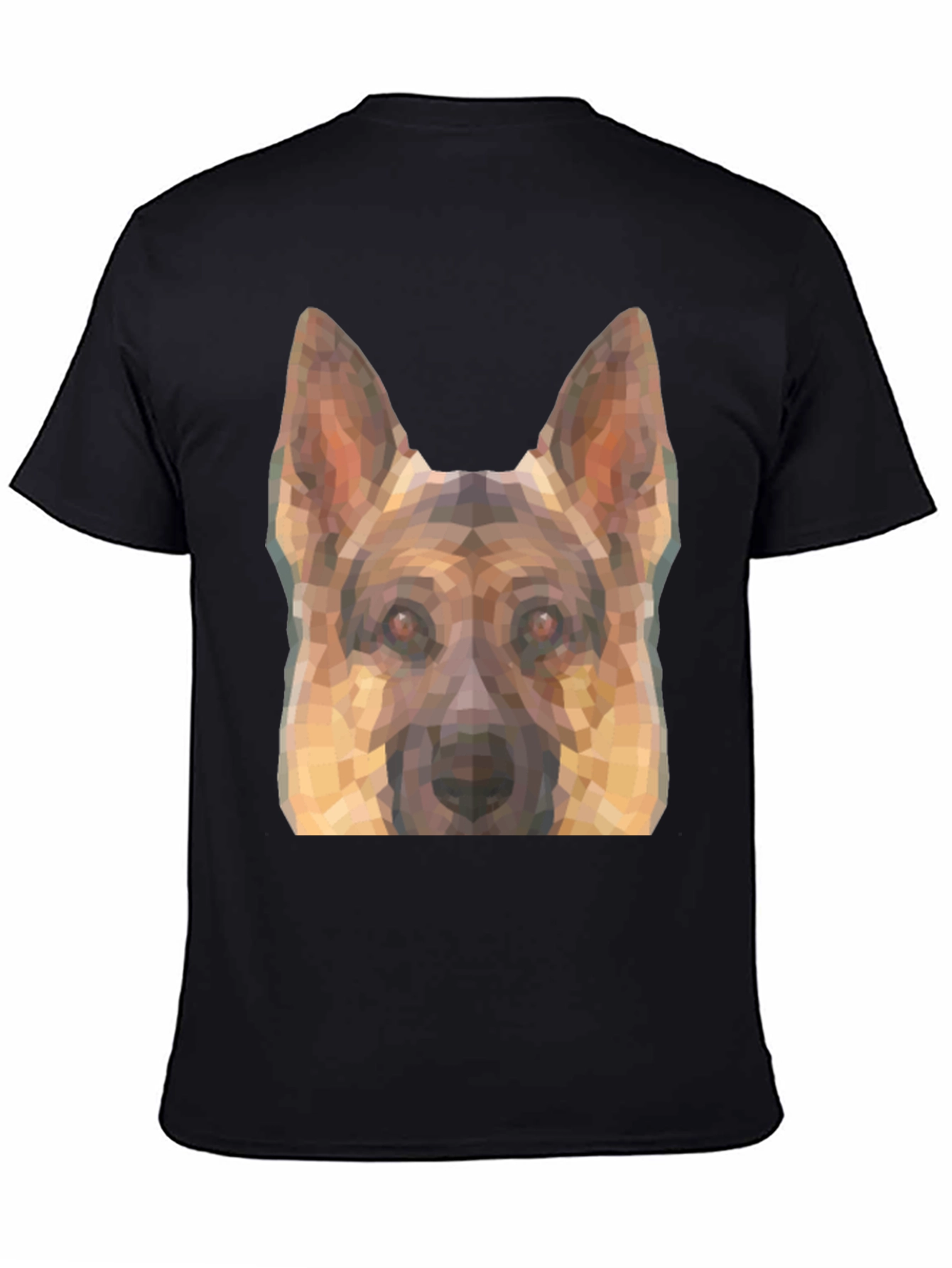 Camiseta Negra con Diseño Geométrico de Pastor Alemán