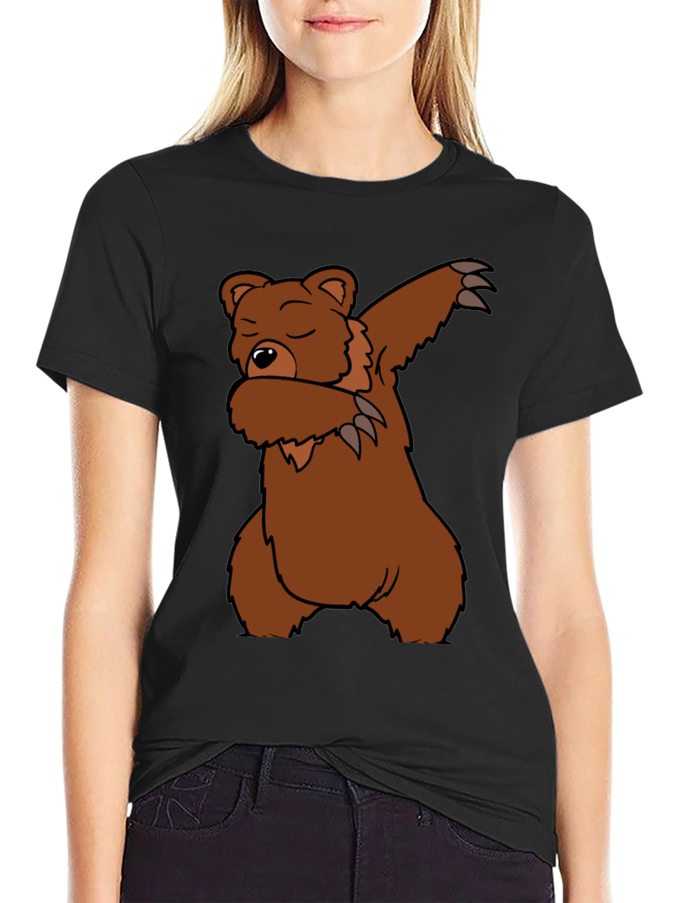 Camiseta Negra Oso Dabbing Casual