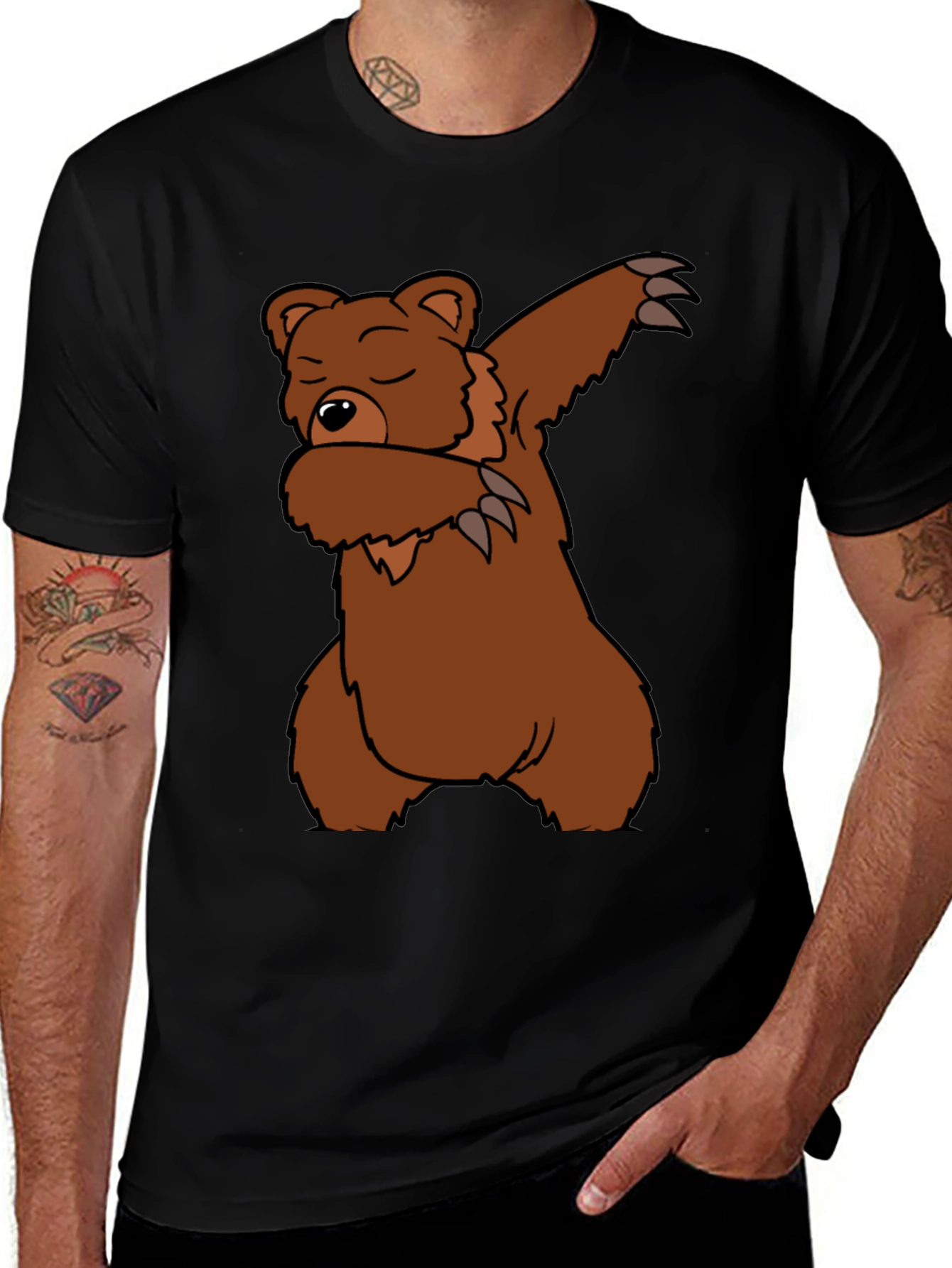 Camiseta Negra Oso Dabbing Casual